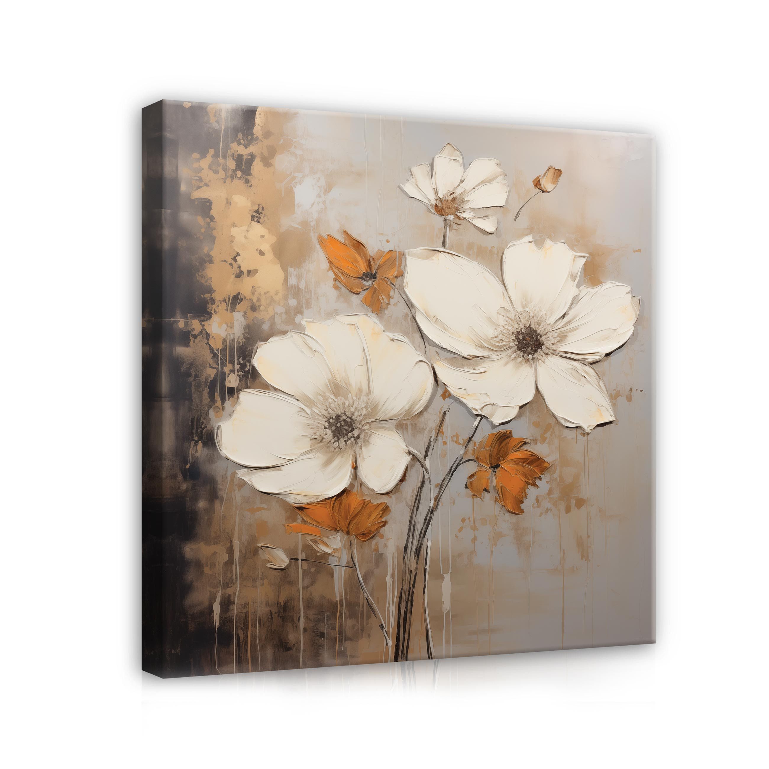 Wallarena Leinwandbild Blumen Gold Abstrakt Kunst Wandbild XXL Leinwandbild günstig online kaufen