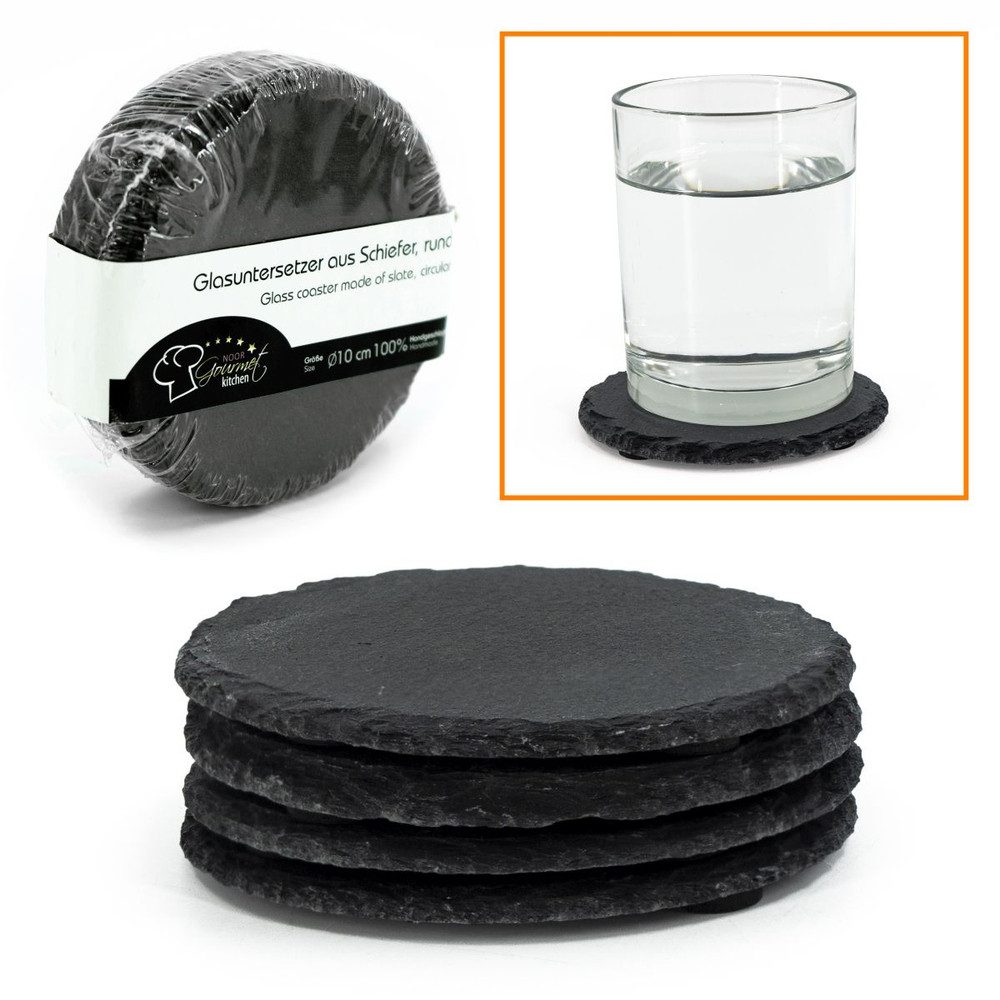 NOOR Dekofigur Glasuntersetzer - aus Schiefer - schwarz - Ø ca. 10 cm - 4-t günstig online kaufen