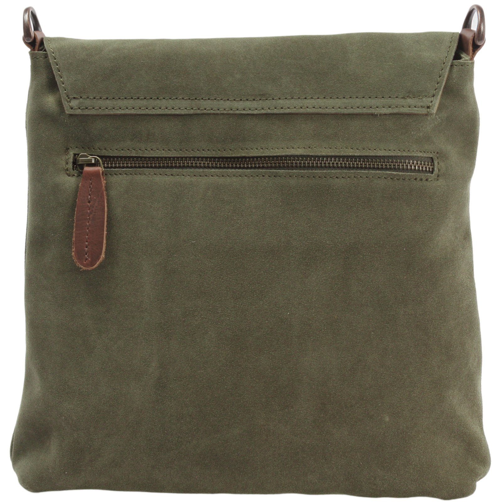 LECONI Umhängetasche Handtasche Ledertasche Damen Schultertasche Echt Wild-Leder LE3027, Überschlag & Reißverschluss – viele Fächer & Farben – 29 × 29 × 6 cm – Bild 4 von 5