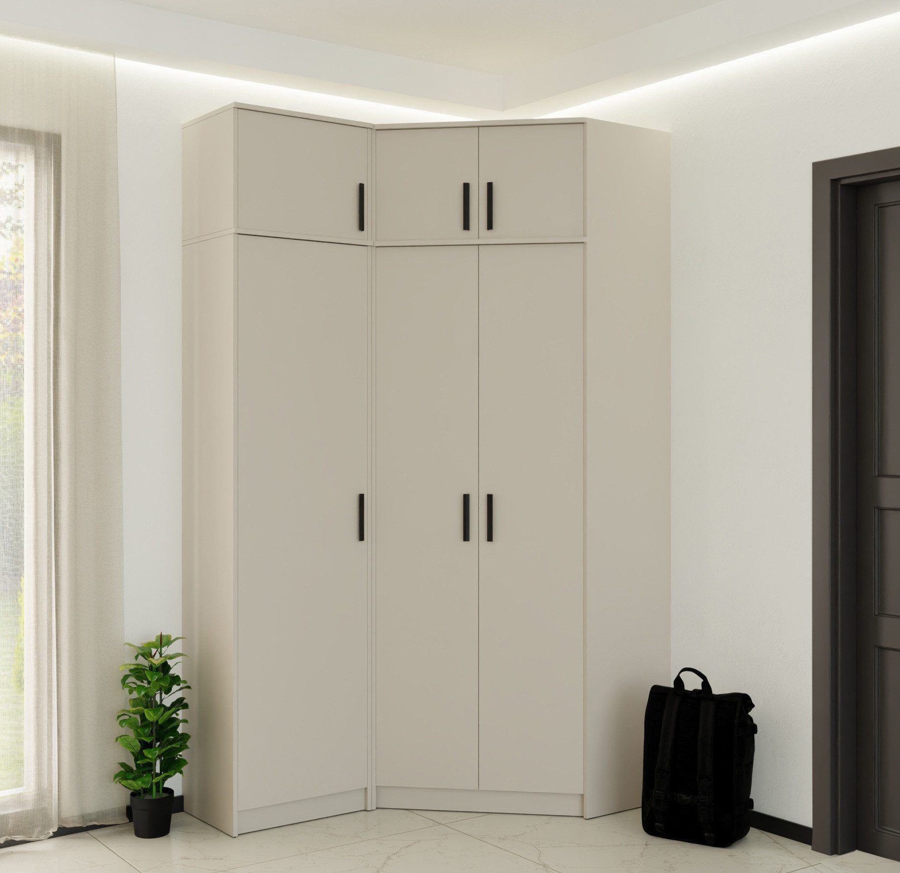 Marmex Möbel Mehrzweckschrank Grant G20 graubeige cashmere Kleiderschrank 52 x 195 x 40 (1-St) Scharniere-Soft-Close, ausziehbare Kleiderstange – Bild 4 von 5