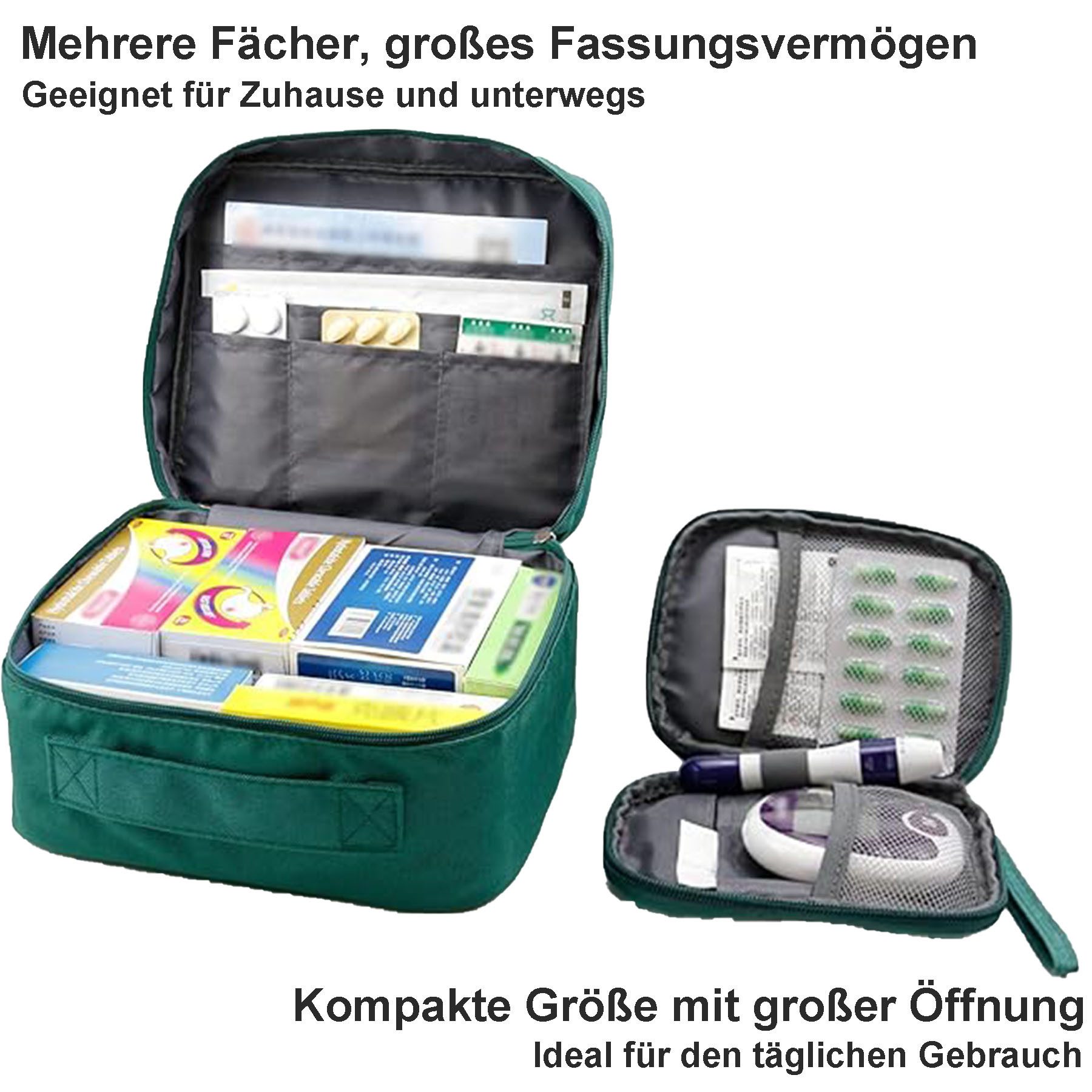 Mutig Arzttasche 2er Medikamententasche,Große & Klein Medikamententasche Reise (tragbare Medizintaschen,Große Kapazität, Wasserdicht,Tragbar Medizin, feuchtigkeitsbeständig Medizin Aufbewahrungstasche,tragbar), Reiseapotheke Tasche für Schule,Reisen, Camping und Wandern-mehrfarbig