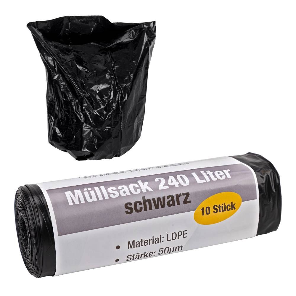KesTek Müllsack Müllsack 240 Ltr. schwarz 10 Stück 50µm