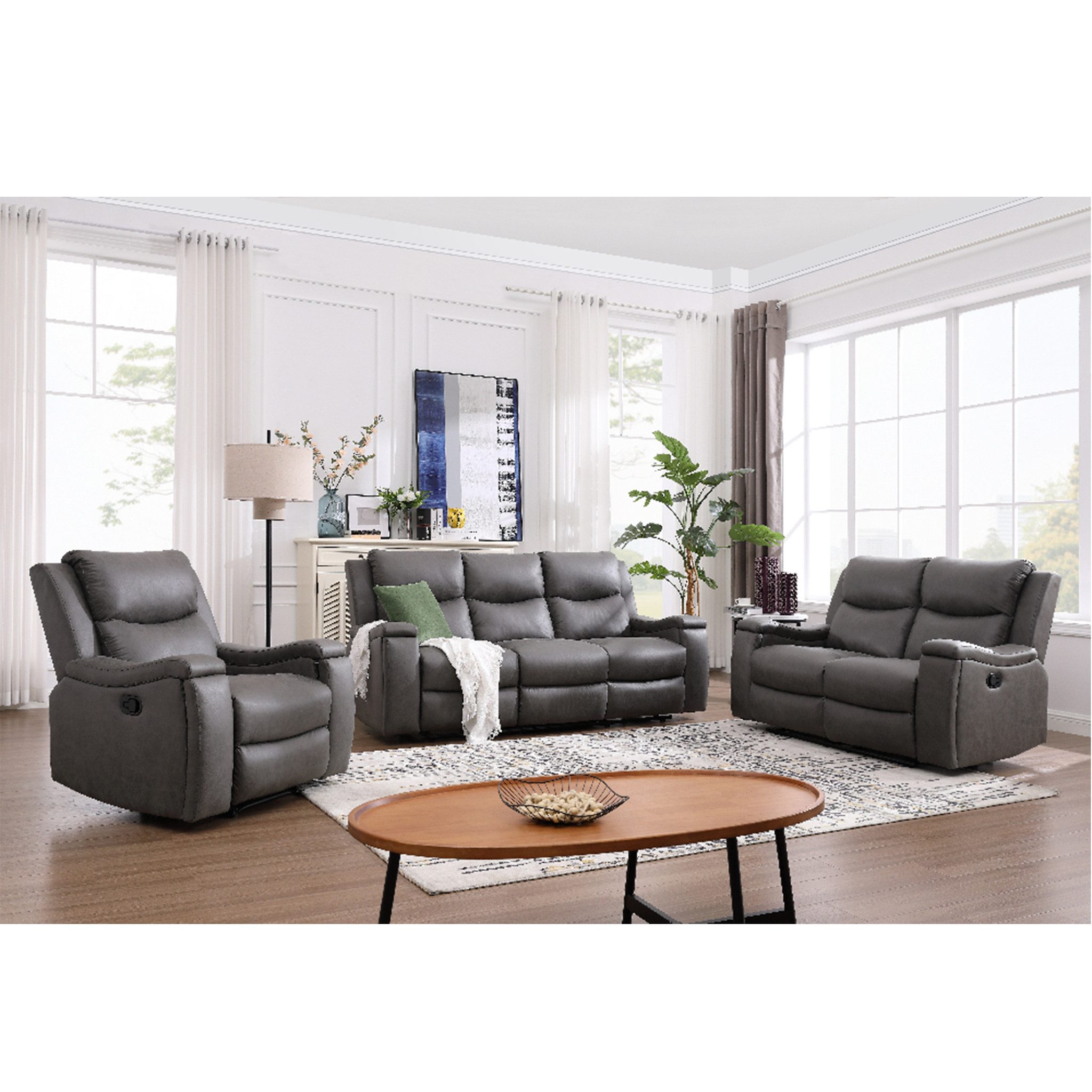 Happy Home Sofa 3-tlg. Polstergarnitur mit 5 Relaxfunktionen verstellbar&Liegefunktion