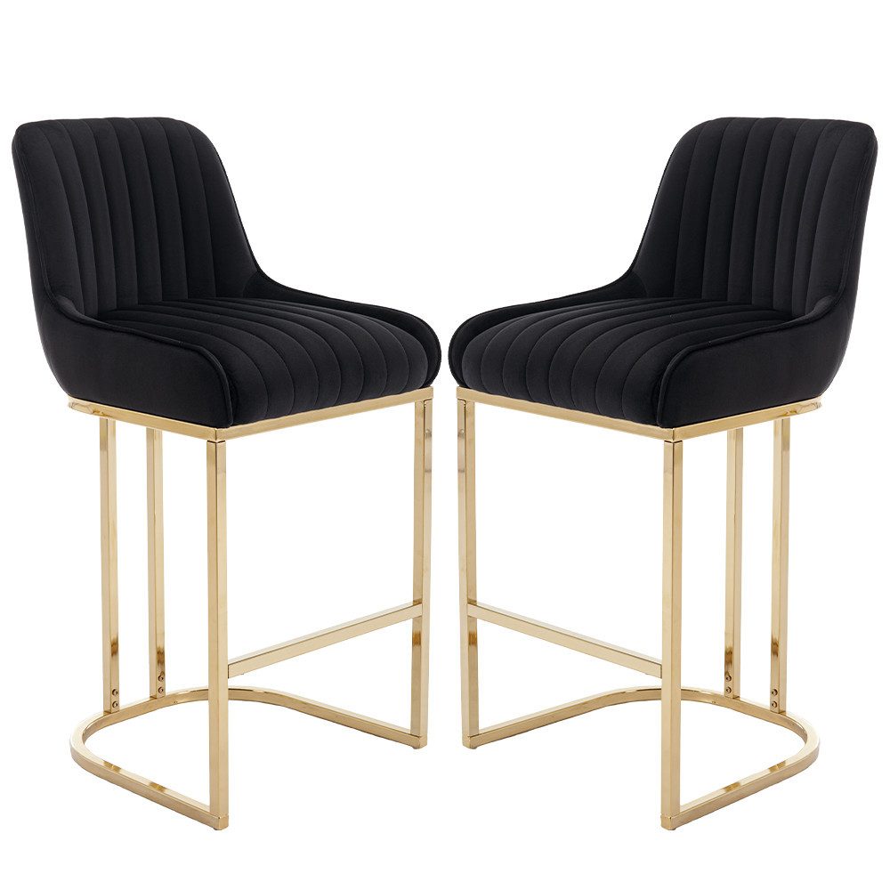 Barhocker Samt 2/4er Set Küchenhocker mit Lehne