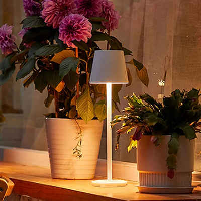 LIGHTSTUDIO Außen-Tischleuchte Tischleuchte Kabellos LED Tischlampe Wohnzimmer Outdoor - Schwarz GD, LED fest integriert, Schlafzimmer, Dimmbar Schreibtischlampe, 5200mAh Akku, Wasserdicht