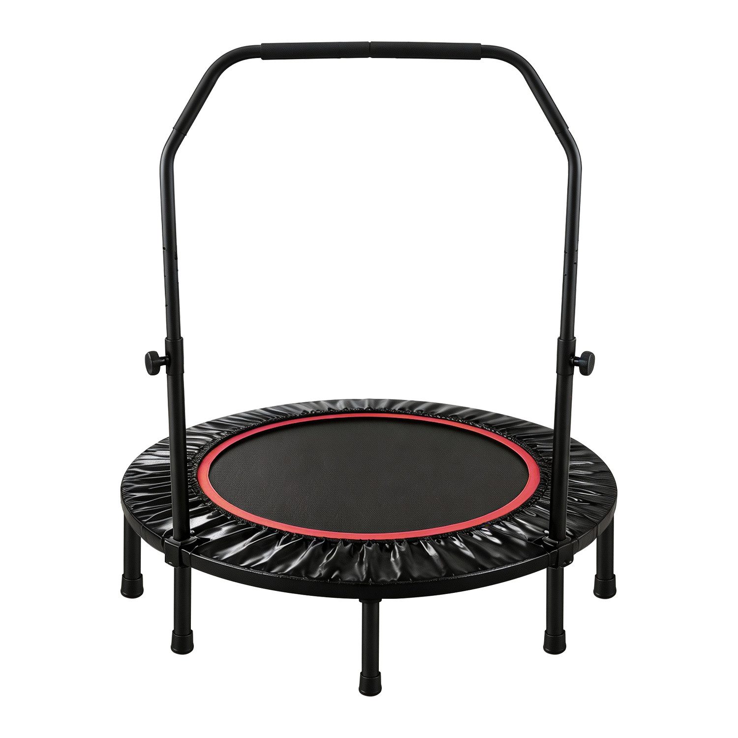 FOXSPORT Fitnesstrampolin Faltbar mit 3-stufig Höhenverstellbarer Haltestange, Ø 120 cm, Inclusief Beschermrand & Anti-Slip Grijpstang, Max. 100 kg