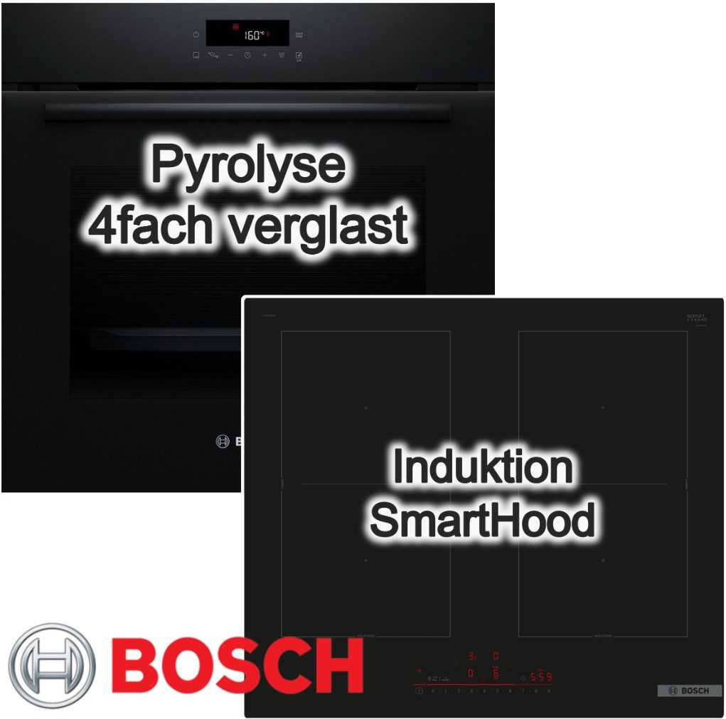 BOSCH Backofen-Set 60 cm Pyrolyse 3D-Heißluft FlexInduktion Home Connect PowerBoost A+, mit Nein, Pyrolyse-Selbstreinigung Hydrolyse
