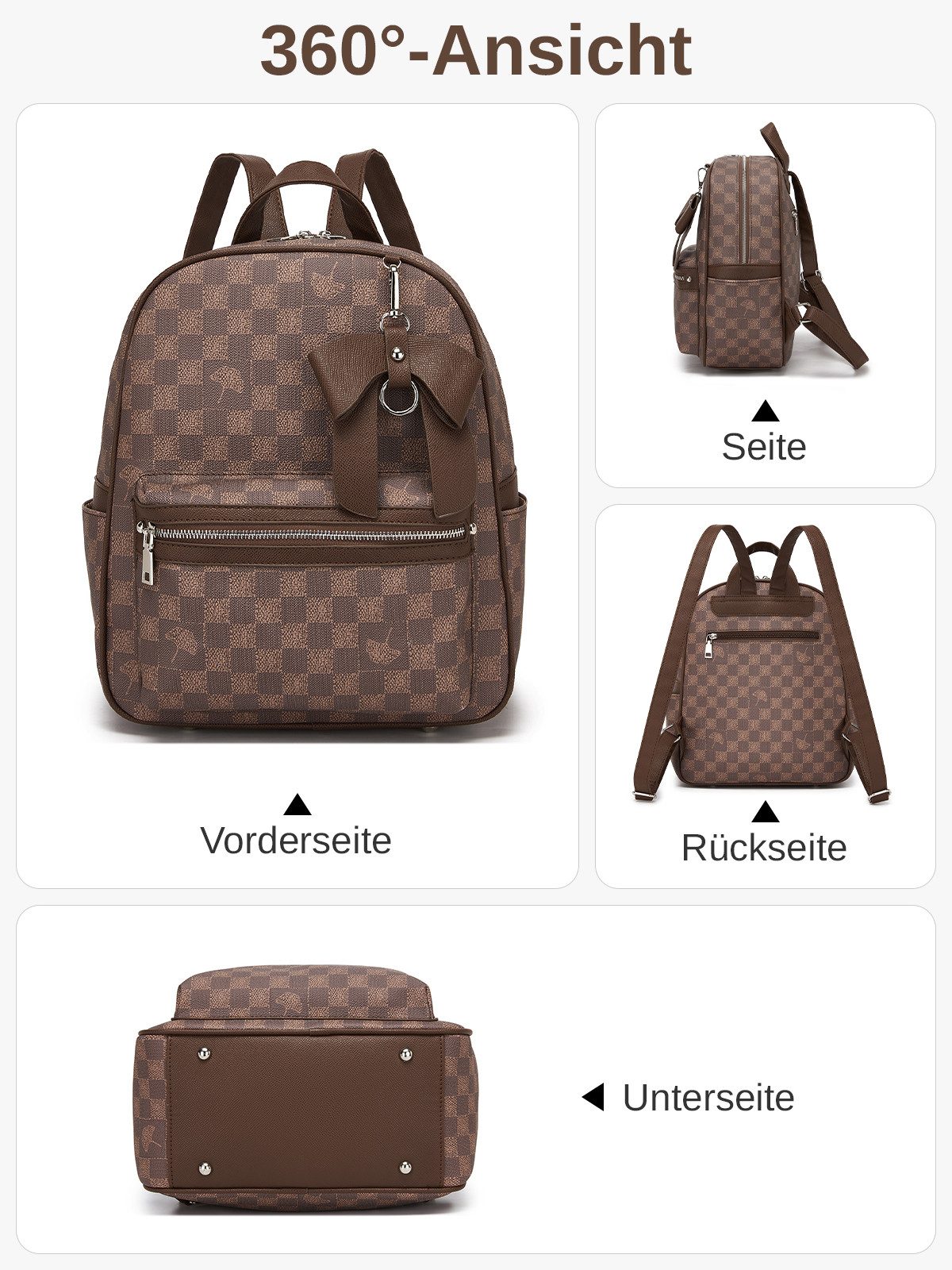 Miss Lulu Cityrucksack wasserdichte Mini Rucksacktasche für Arbeit Studium Reisen Einkauf