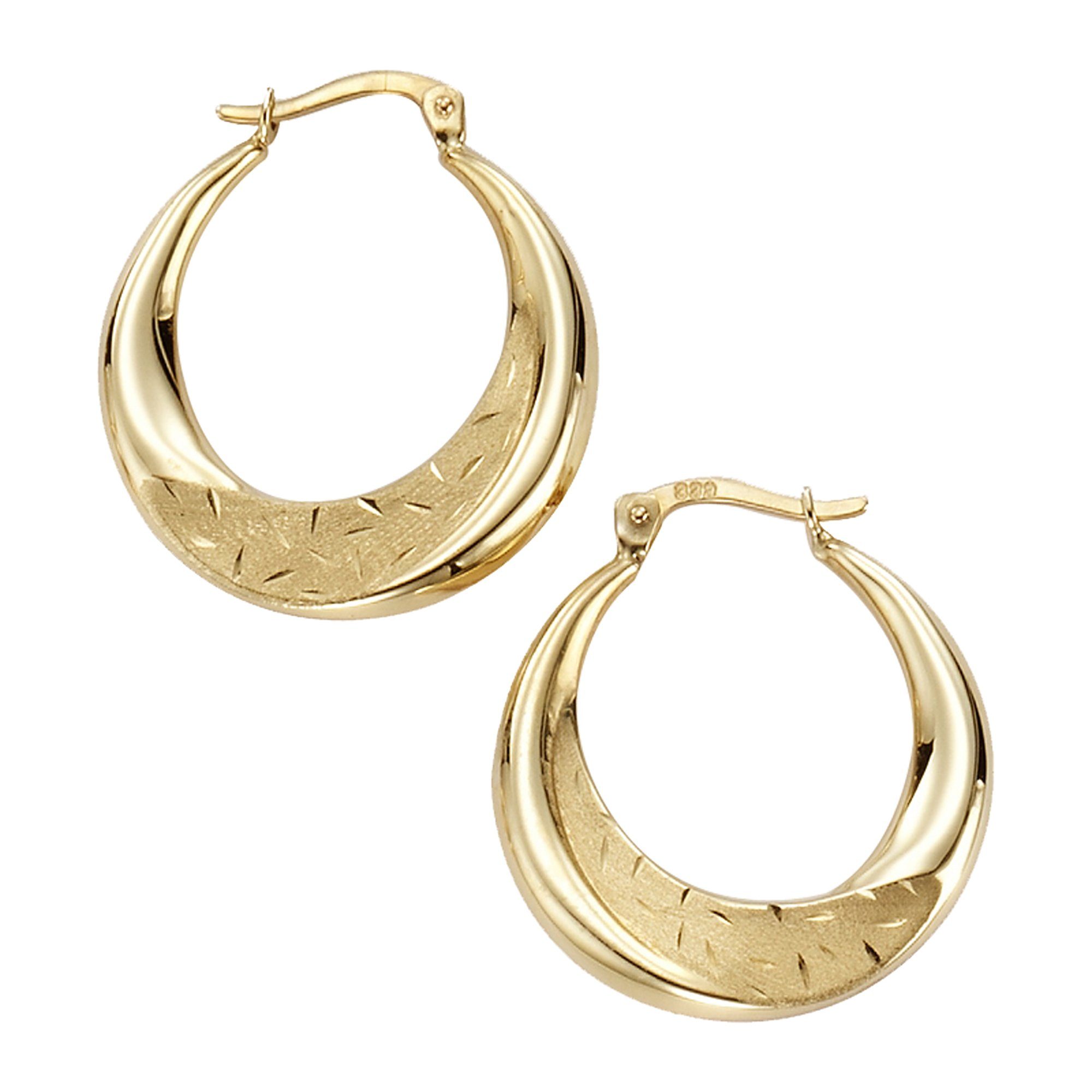 Paar Creolen Gold 333 glanz matt