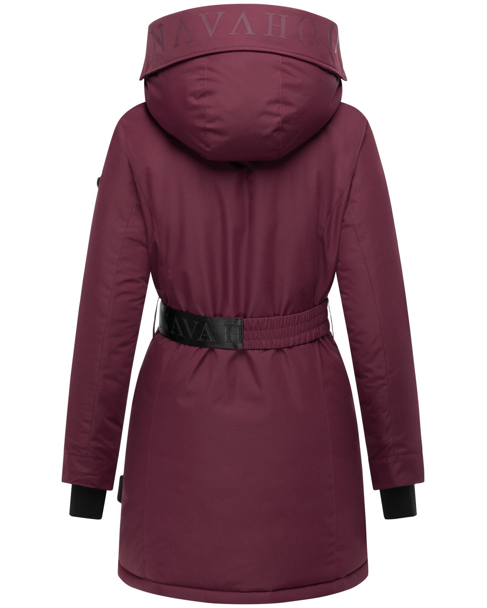 Navahoo Wintermantel Frostkuss 14 Warmer Damen Mantel mit abnehmbarer Kapuze und Taillengürtel