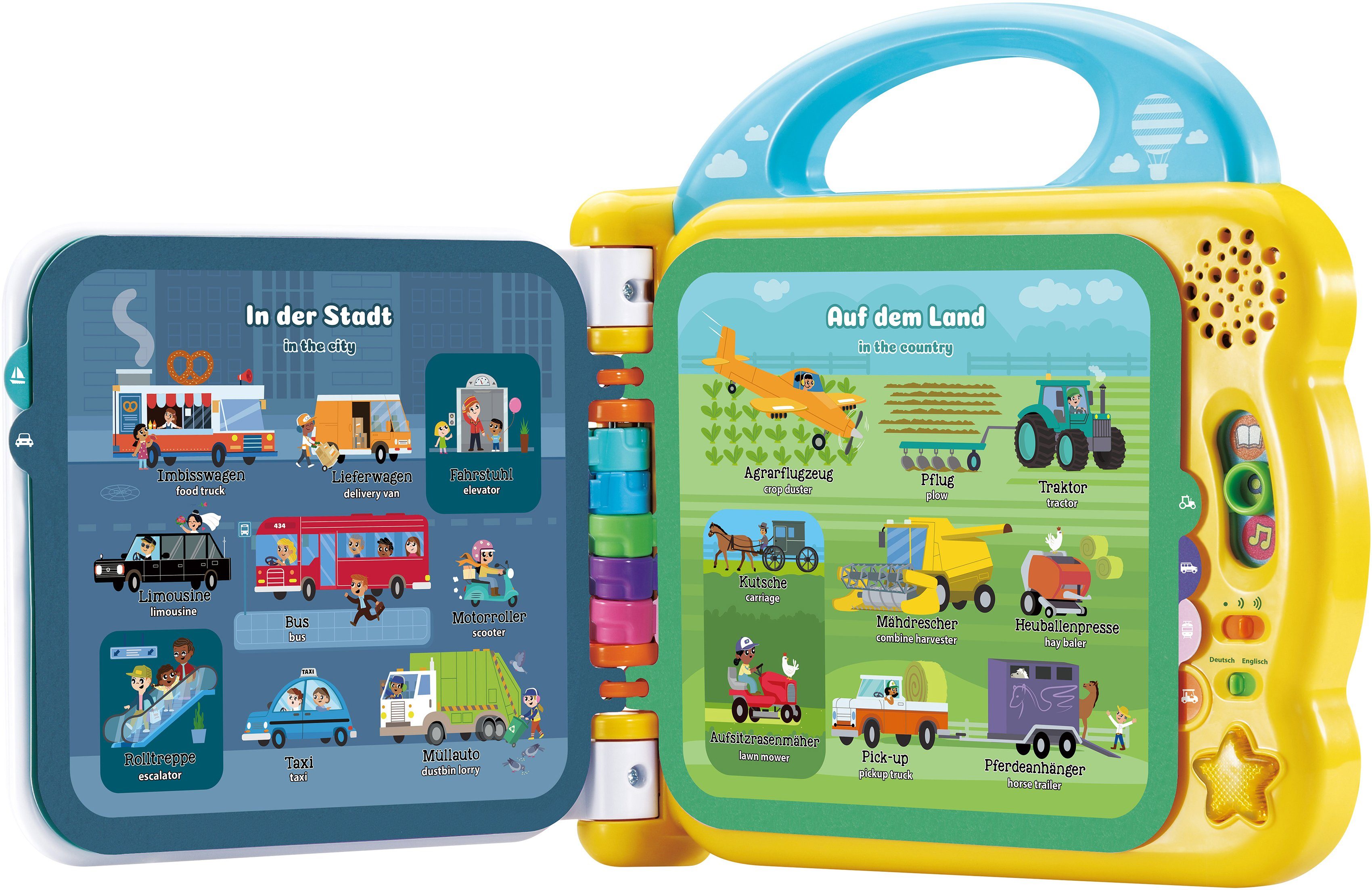 Vtech® Kinderbuch VTechBaby, Mein 100-Wörter-Buch Fahrzeuge & Fortbewegungsmittel, mit Sound