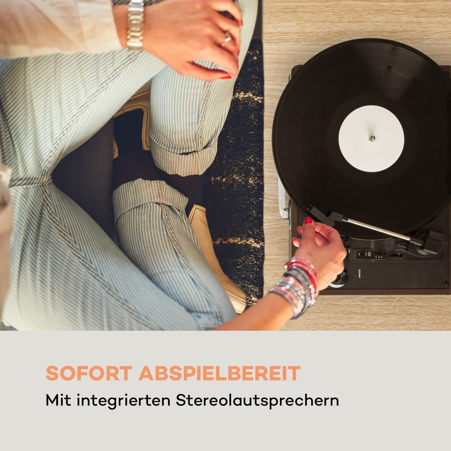 Auna Peggy Schallplattenspieler Vinyl Plattenspieler Plattenspieler) Braun Sue Lautsprecher mit Retro (Riemenantrieb