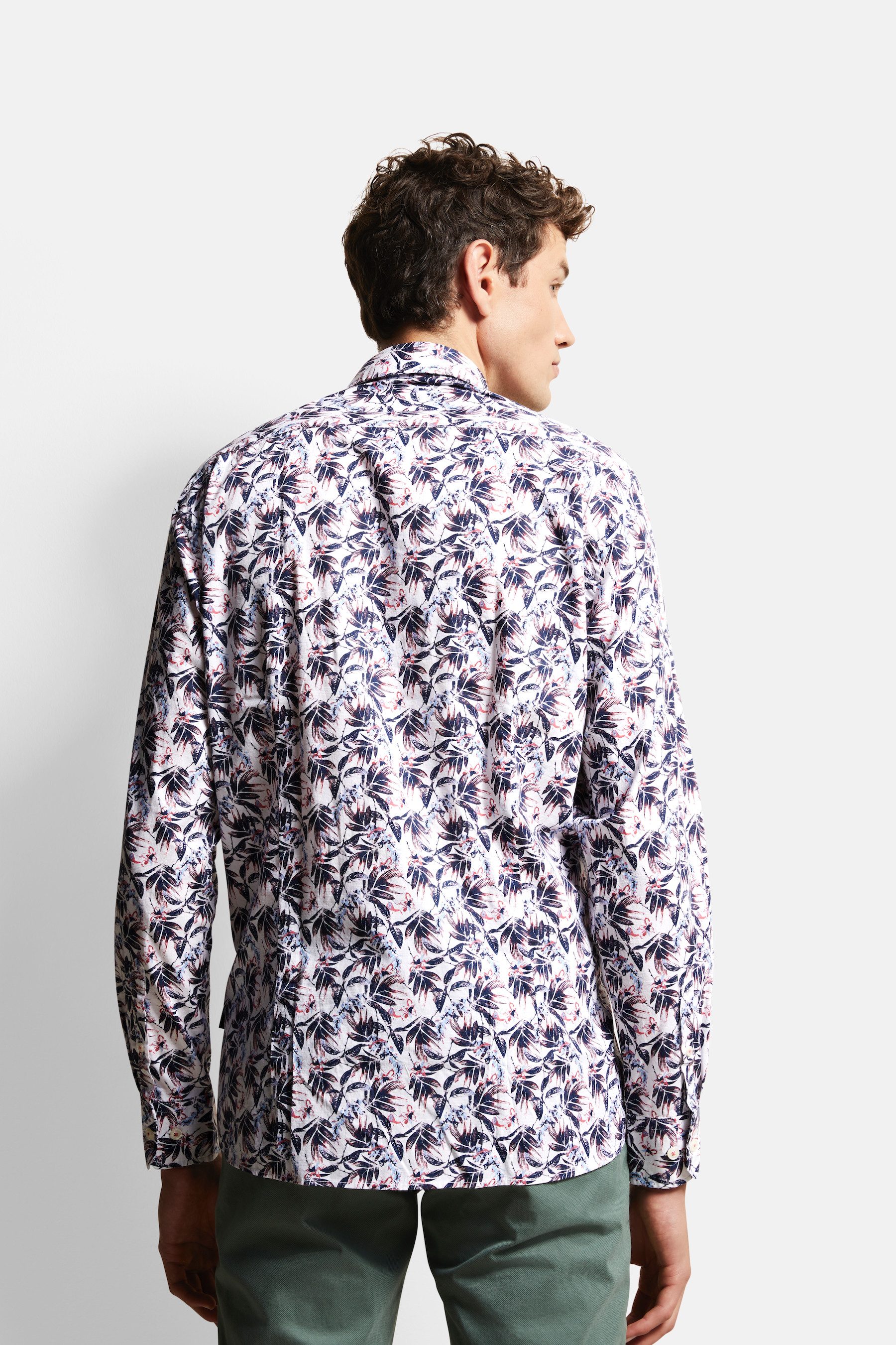 bugatti Langarmhemd mit Blätter-Print günstig online kaufen