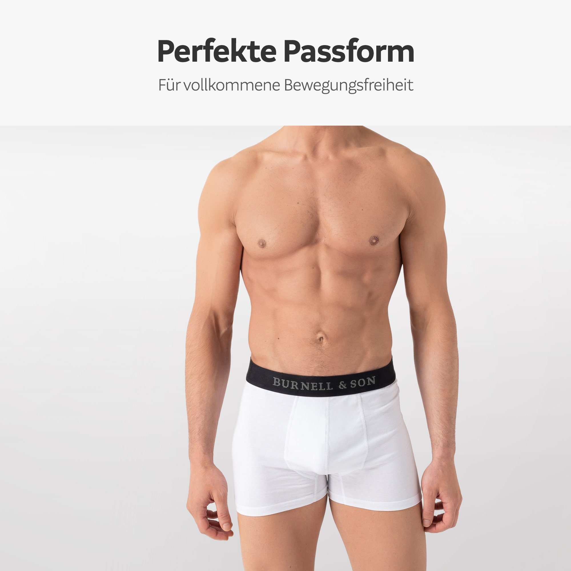 Burnell & Son Boxershorts Unterhosen aus Baumwolle für Herren Männer (Packung, Set, Spar-Pack, Spar-Packung, Spar-Set, 5-St., 5er-Pack) mit Komfortbund