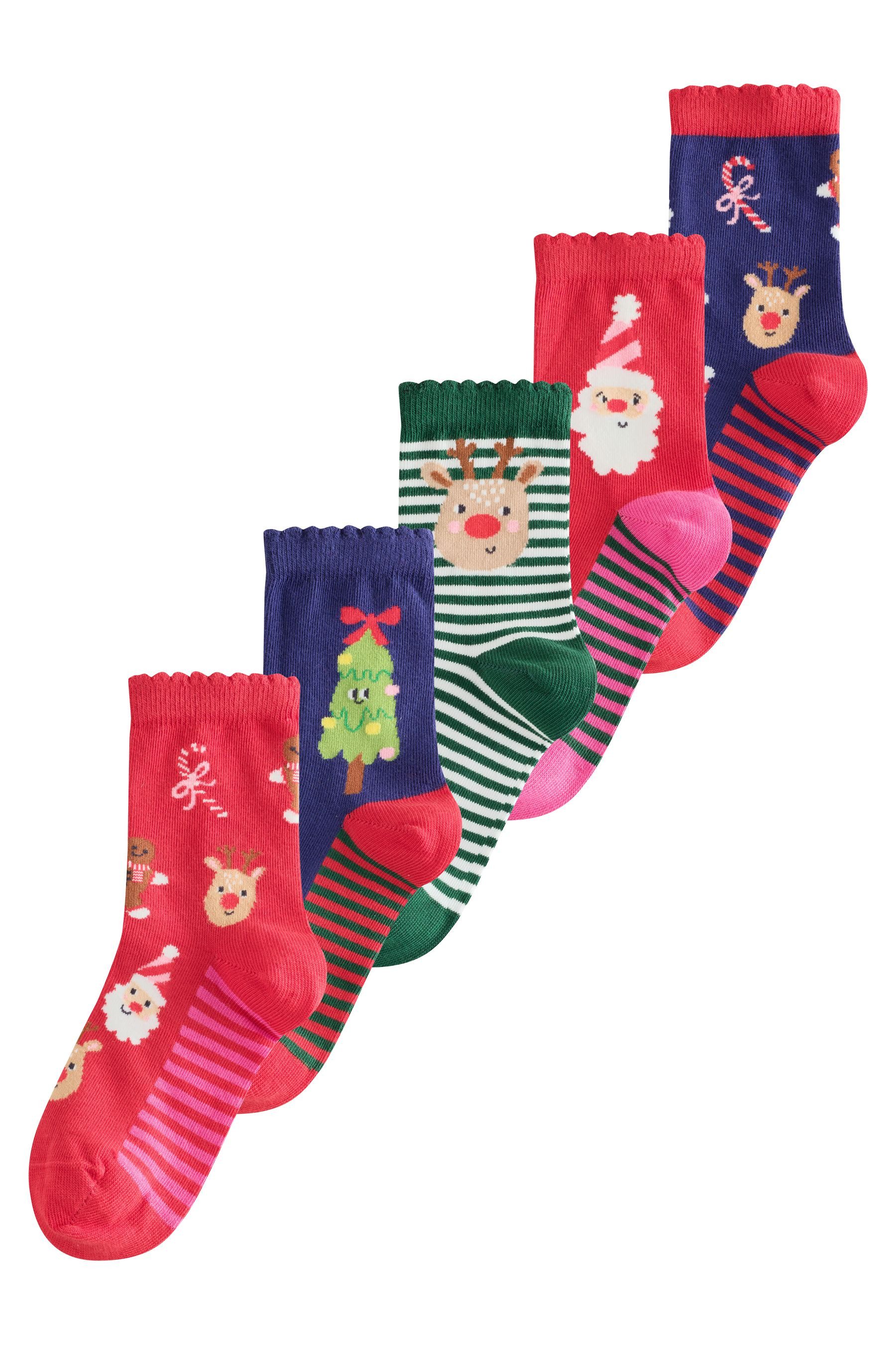Next Kurzsocken 5er-Pack Söckchen Weihnachtsmotiv mit Baumwolle (5-Paar)