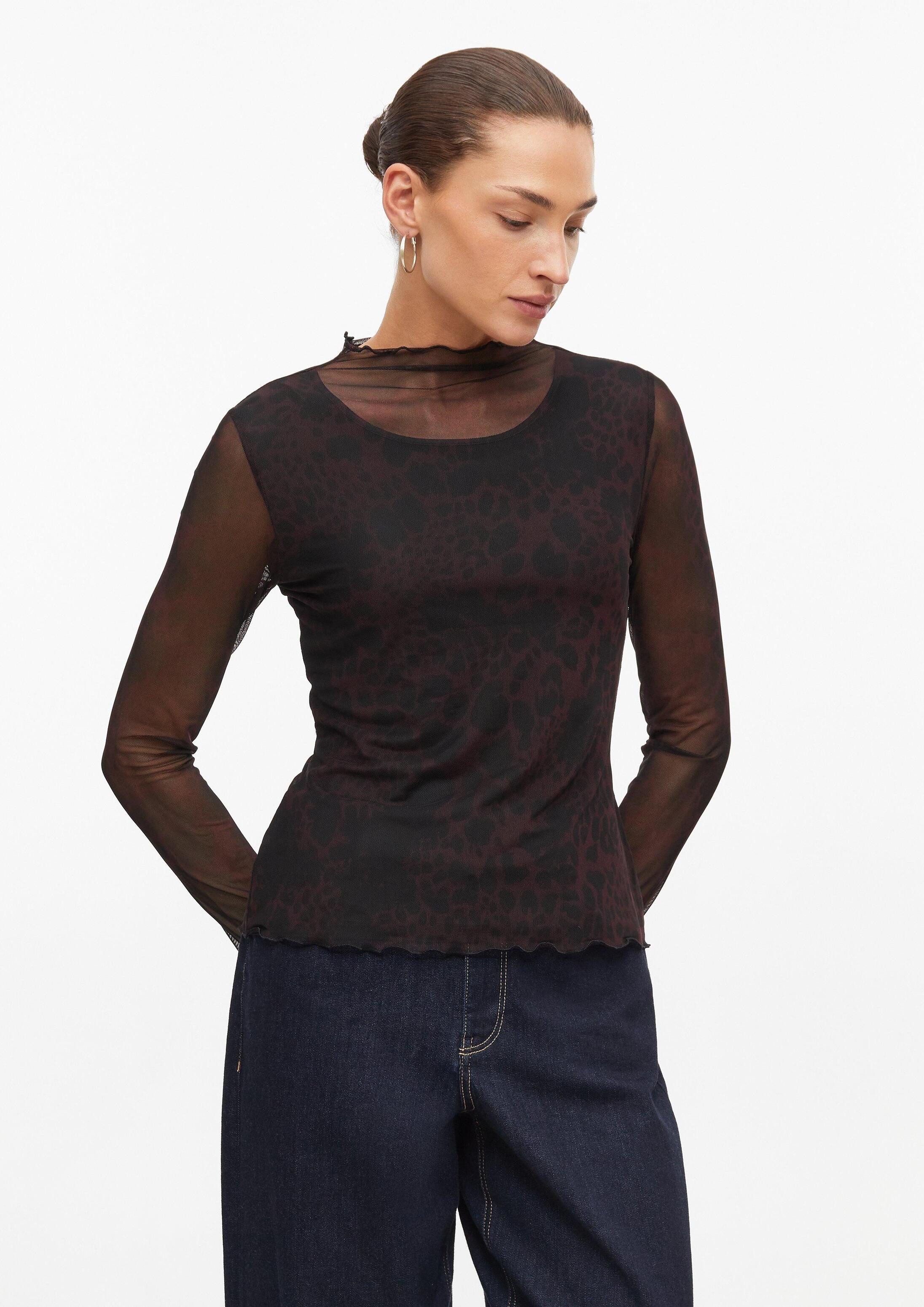 s.Oliver Langarmshirt T-Shirt Mesh-Shirt mit All-over-Print