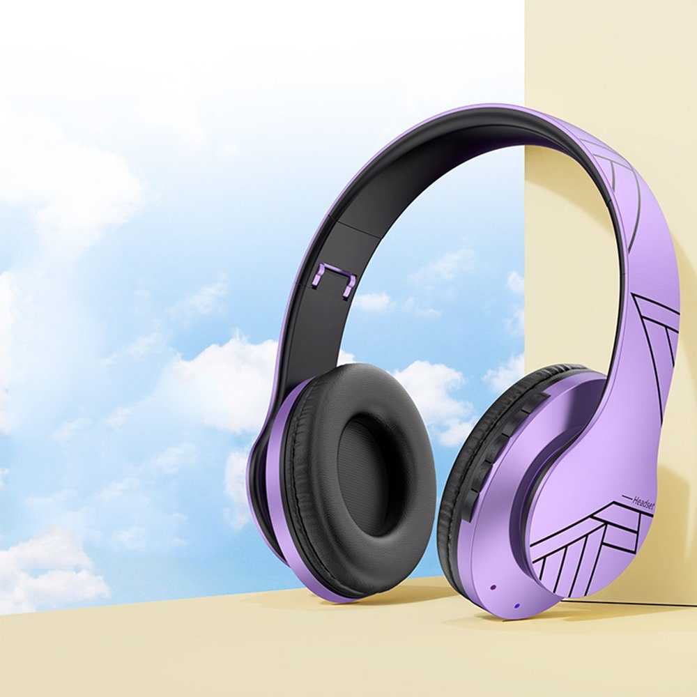 Bluetooth GelldG lila Kopfhörer Over-Ear Bluetooth-Kopfhörer Kopfhörer, Stereo Kabellos Faltbare