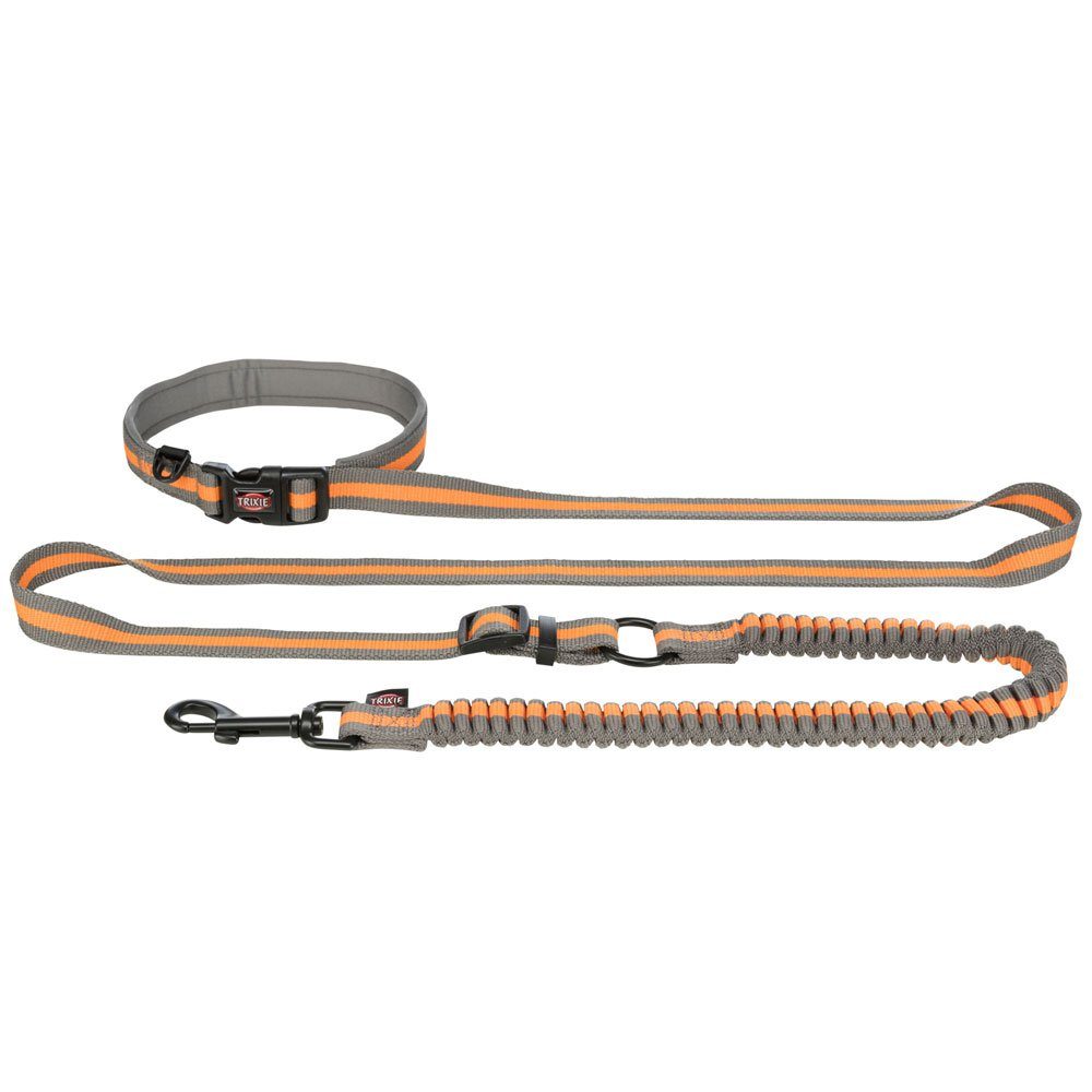 Hundeleine Trixie Jogging-Hundeleine - grafit/papaya