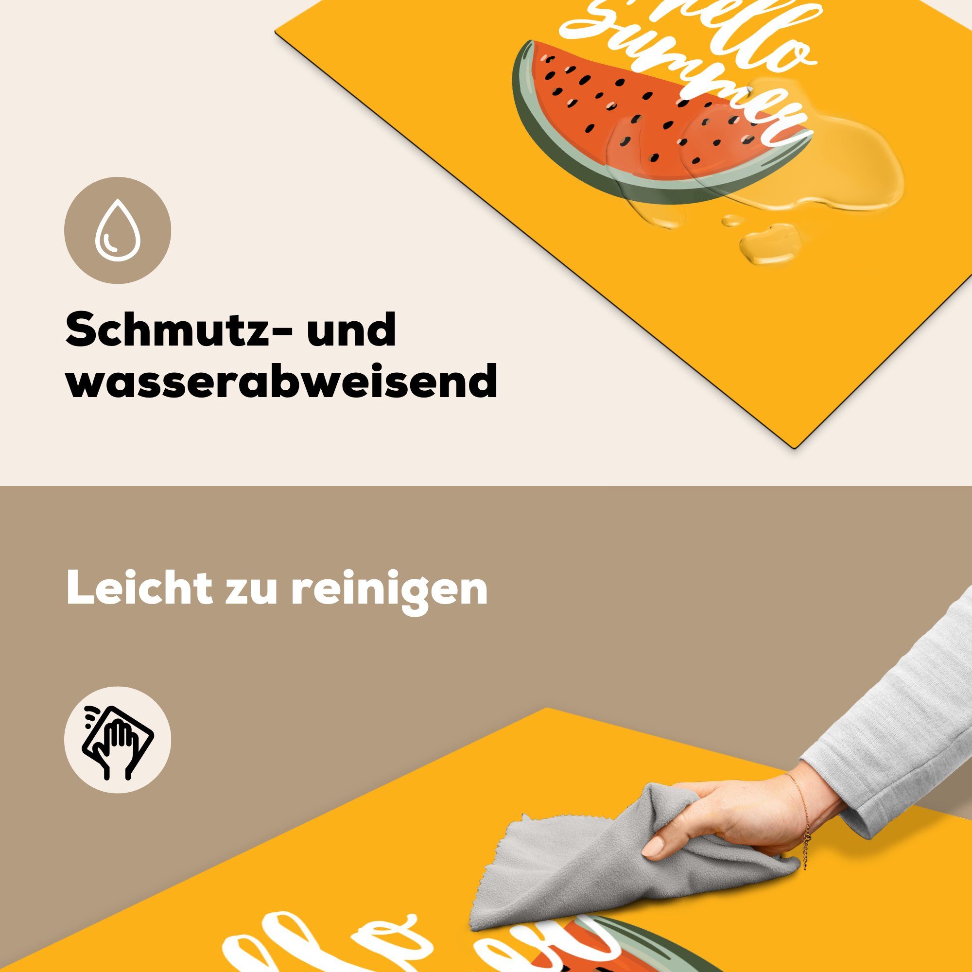 MuchoWow Herdblende-/Abdeckplatte Sommer - Wassermelone für 81x52 die Vinyl, (1 - Ceranfeldabdeckung Schutz Orange, cm, tlg), küche, Induktionskochfeld