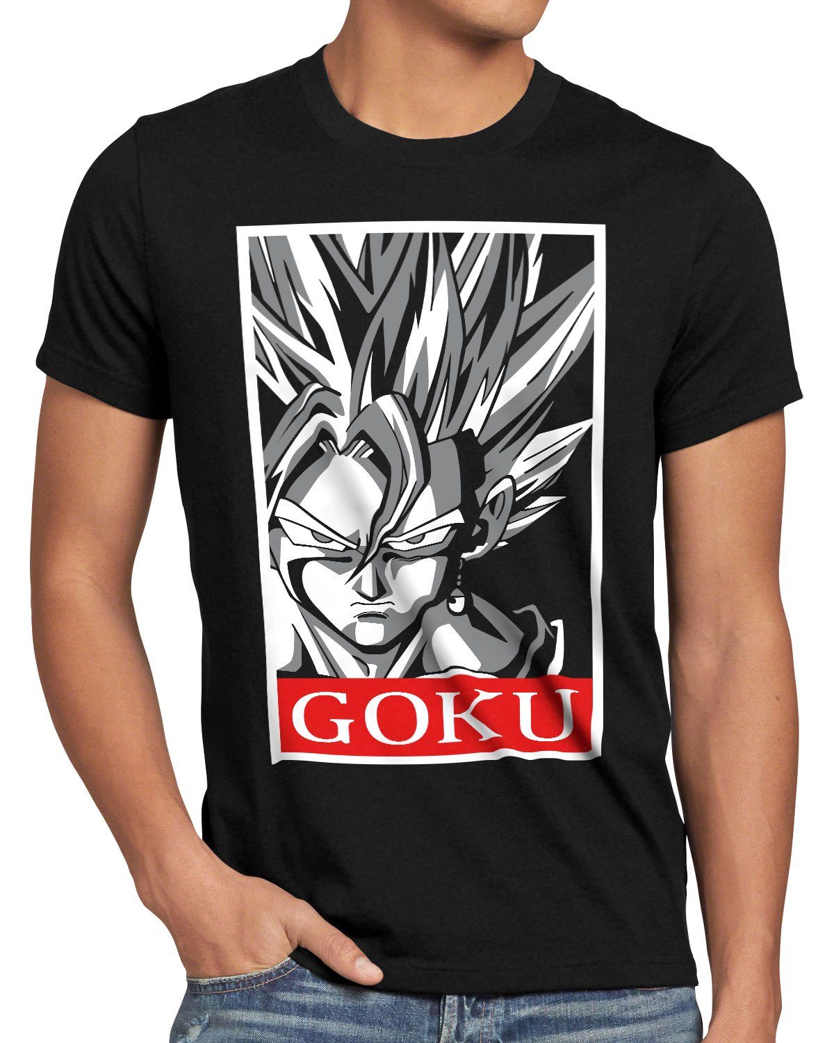style3 Print-Shirt Herren T-Shirt Goku Warrior ball shenlong dragon