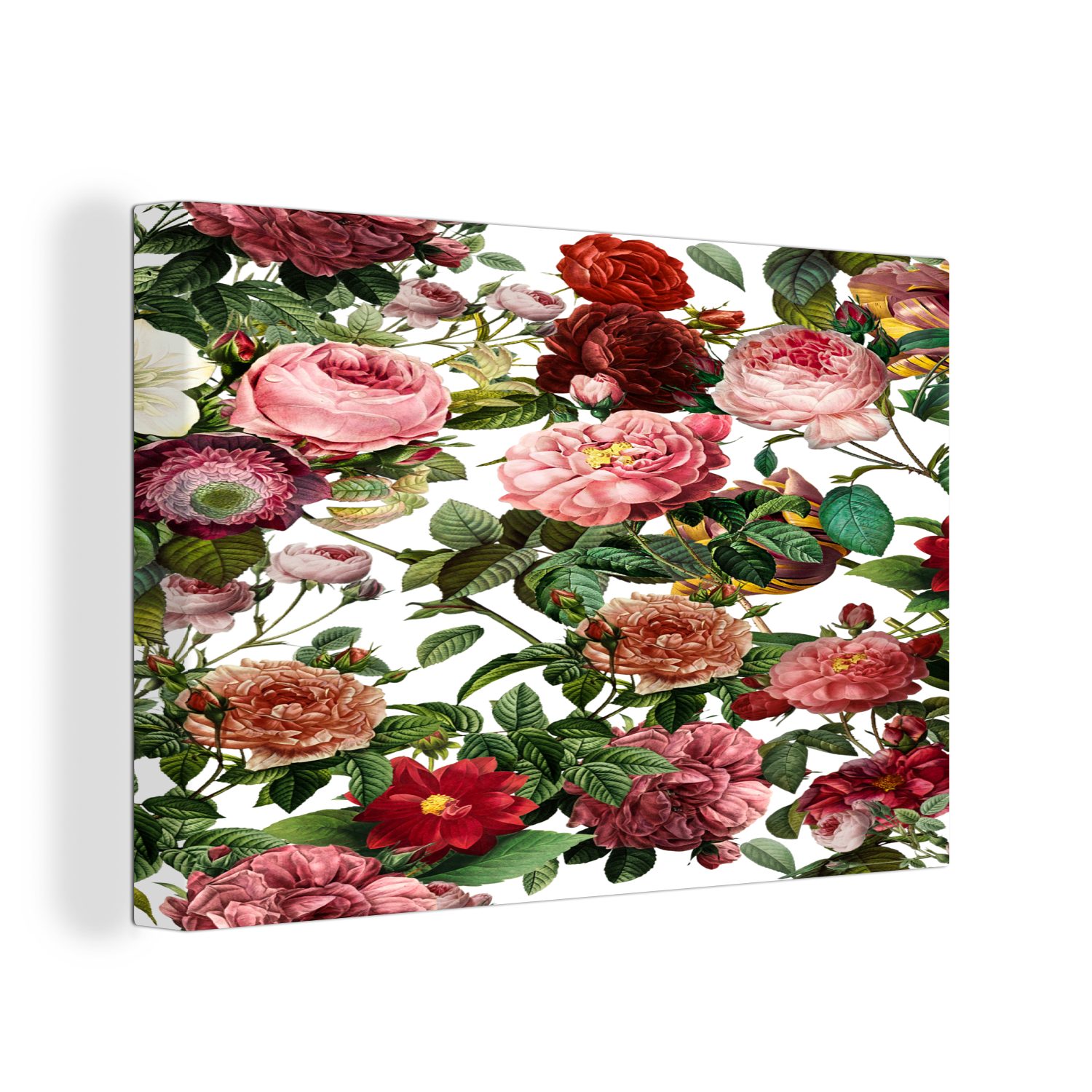 OneMillionCanvasses® Leinwandbild Blumen - Rosa - Weiß - Strauch, (1 St), Wandbild Leinwandbilder, Aufhängefertig, Wanddeko, 30x20 cm