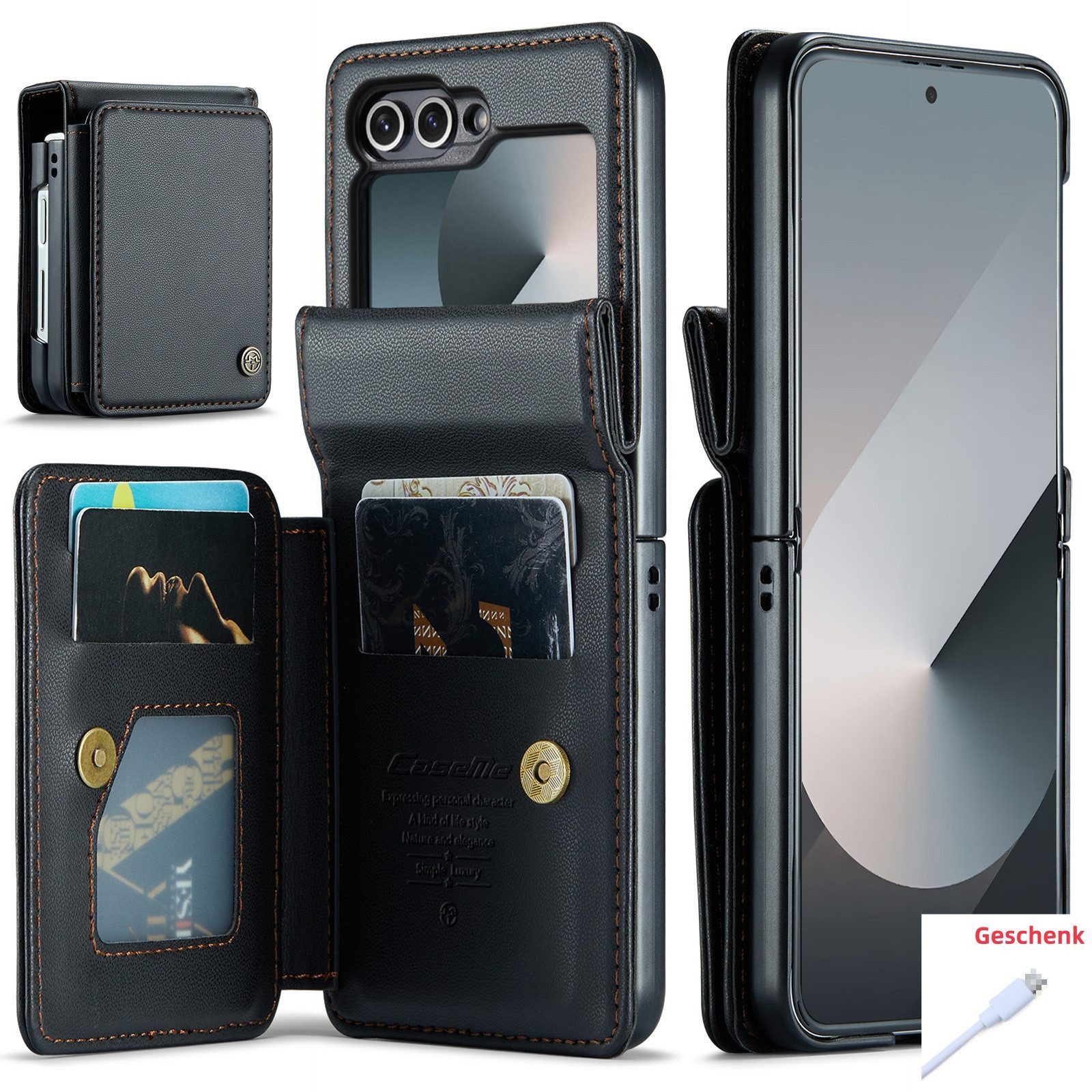 trends for living Handyhülle Leder Hülle Cover Schutz Case für Samsung Z Filp 7 FE 6 5 Rfid