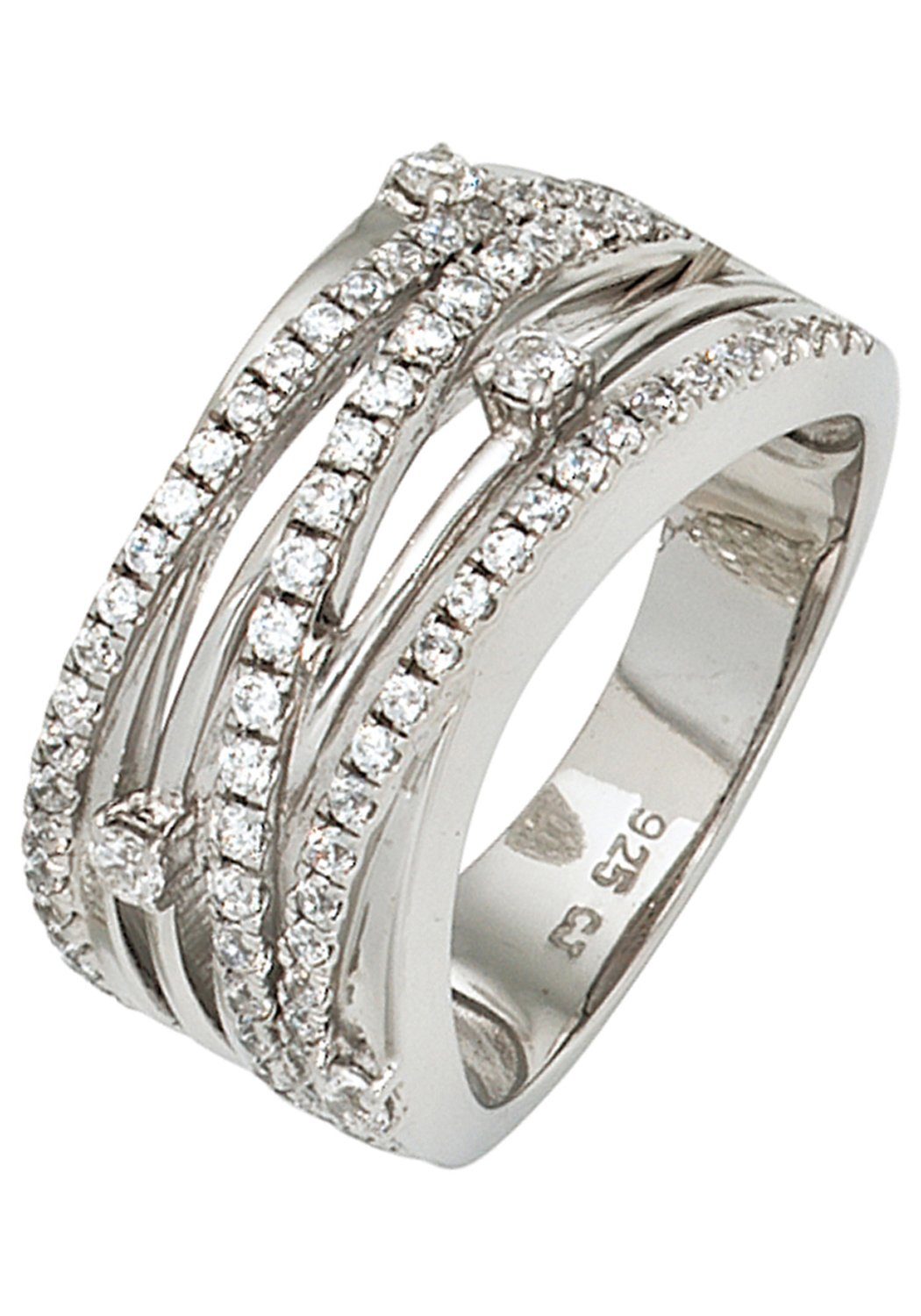 JOBO Silberring, breit 925 Silber mit 78 Zirkonia günstig online kaufen