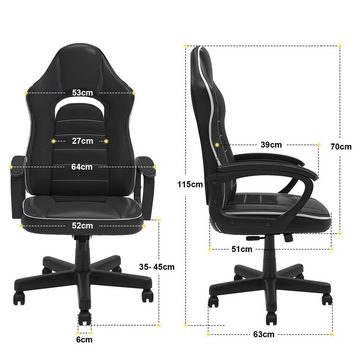 HOMALL Gaming-Stuhl Gaming-Stuhl, ergonomischer Bürostuhl, gepolsterter Sitz, 120kg