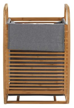Wäschekorb Wäschesammler, Grau, Bambusgestell, mit nicht abnehmbarem Stoffbezug