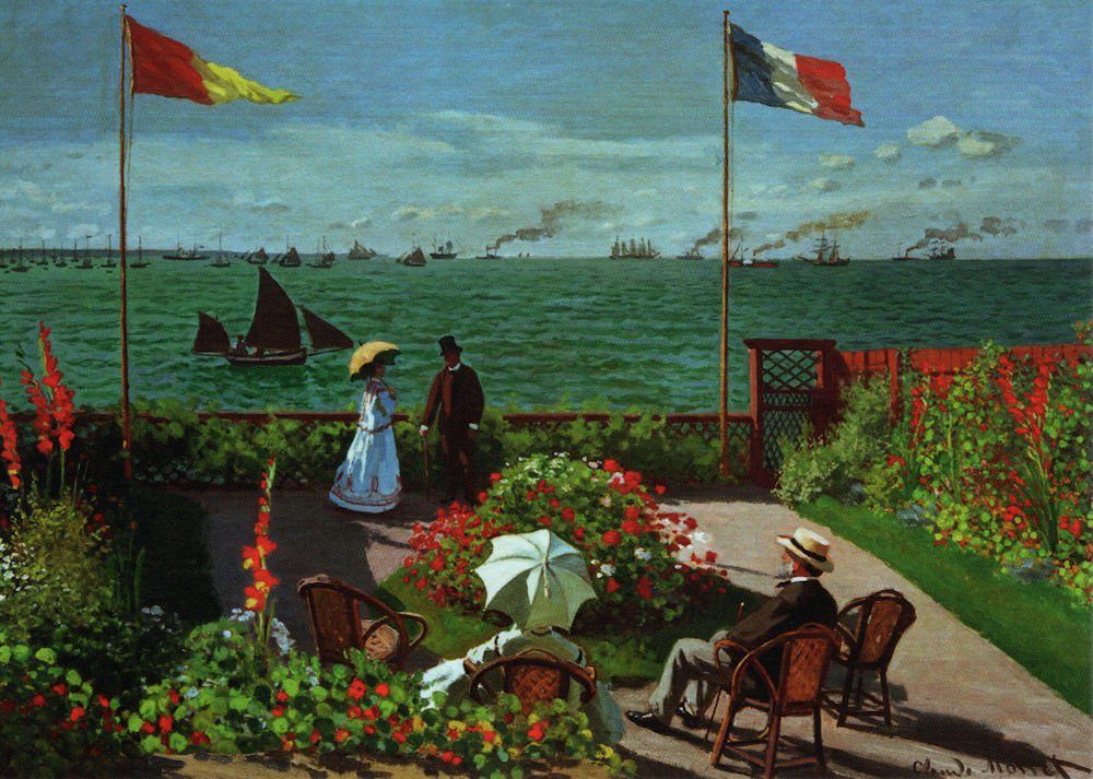 Postkarte Kunstkarte Claude Sainte-Adresse" in Monet "Garten