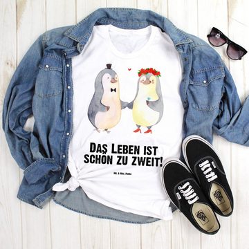 Mr. & Mrs. Panda T-Shirt Pinguin Heirat - Weiß - Geschenk, Lustiges T-Shirt, Party, verheirate (1-tlg)