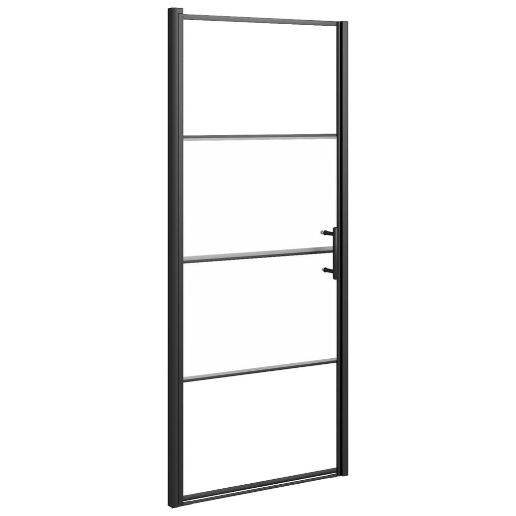 vidaXL Duschwand 91 x 195 cm Duschtür 91x195 cm Halbmatt Hartglas Schwarz