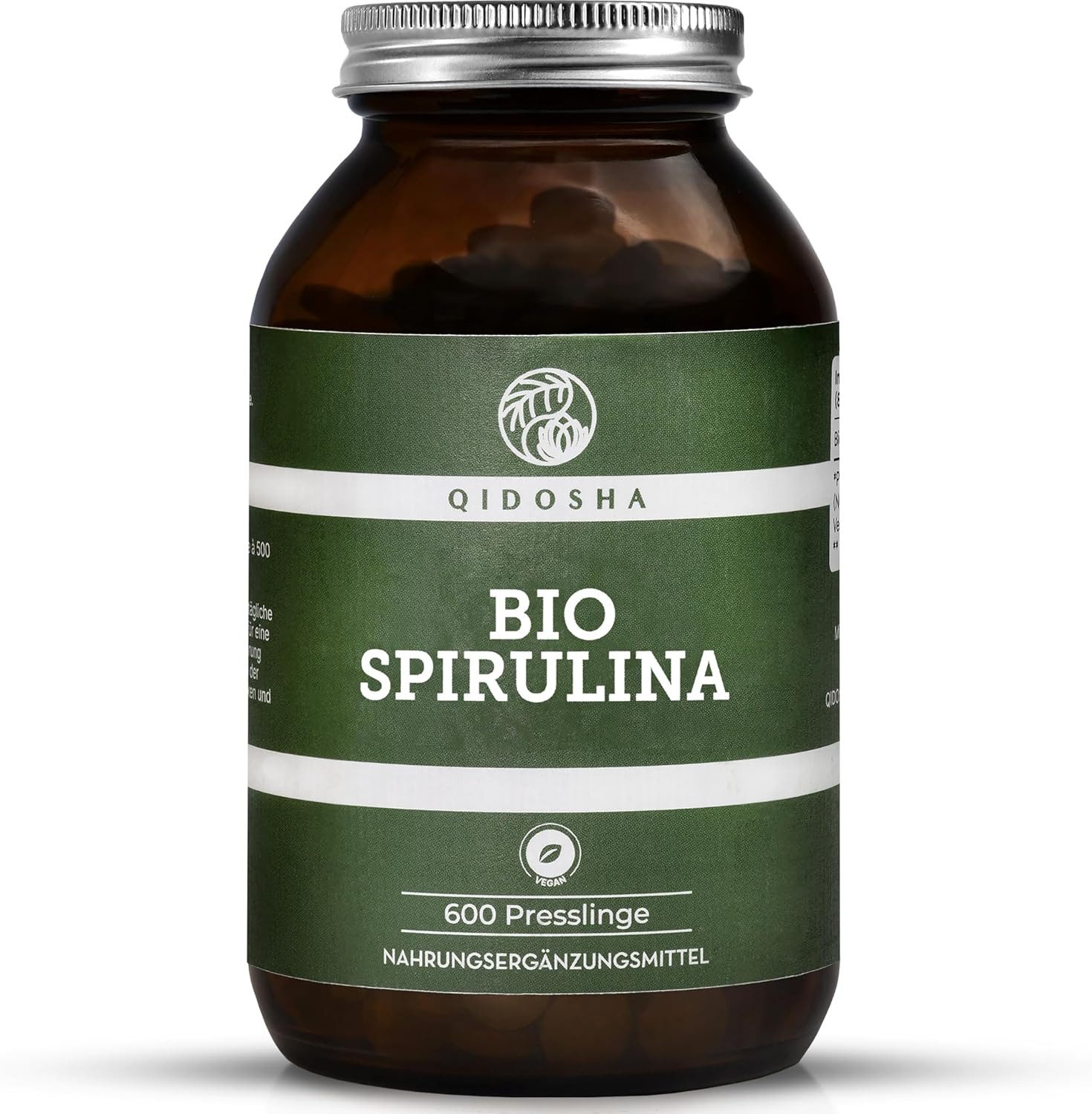 QIDOSHA Bio Spirulina Presslinge 500mg - 600 Stück Presslinge, aus nachhaltiger Mikroalgen-Kultivierung mit Bio-Zertifizierung, deutsche Применитьung, jede Charge laborgeprüft à 300 g