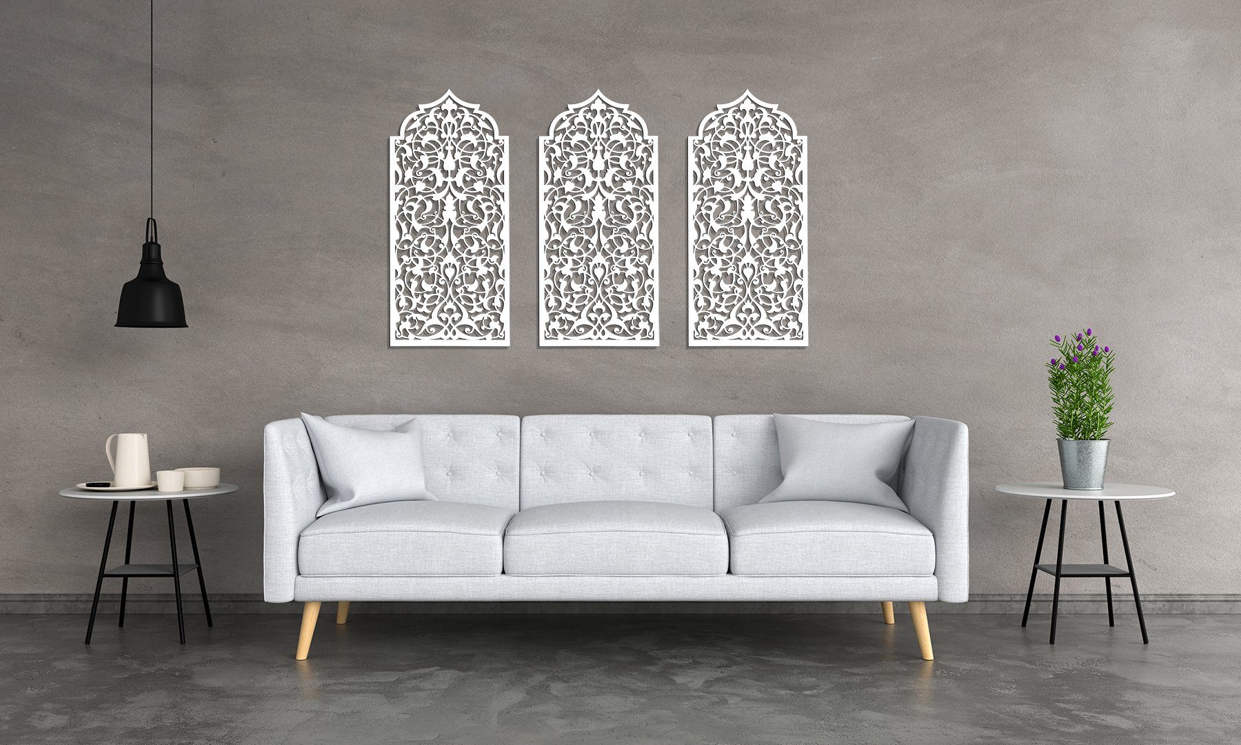 grosse Wanddeko, 3D Marokkanisches ORNAMENTI Mehrteilige Holzbild, Handwerk Bilder Fenster,