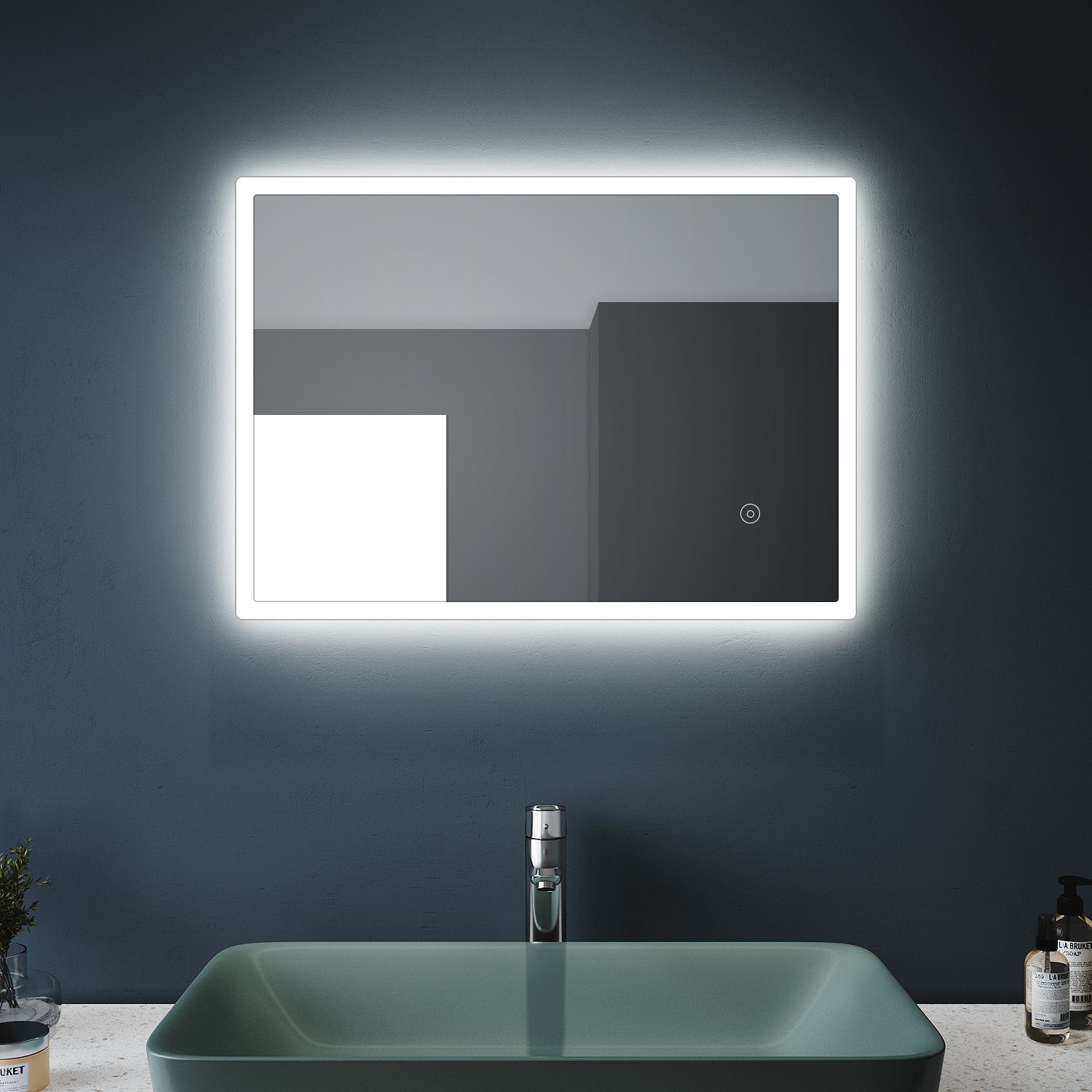LED Wandspiegel 50x70 Badspiegel Badezimmer mit Beleuchtung Touch Beschlagfrei ✦ 