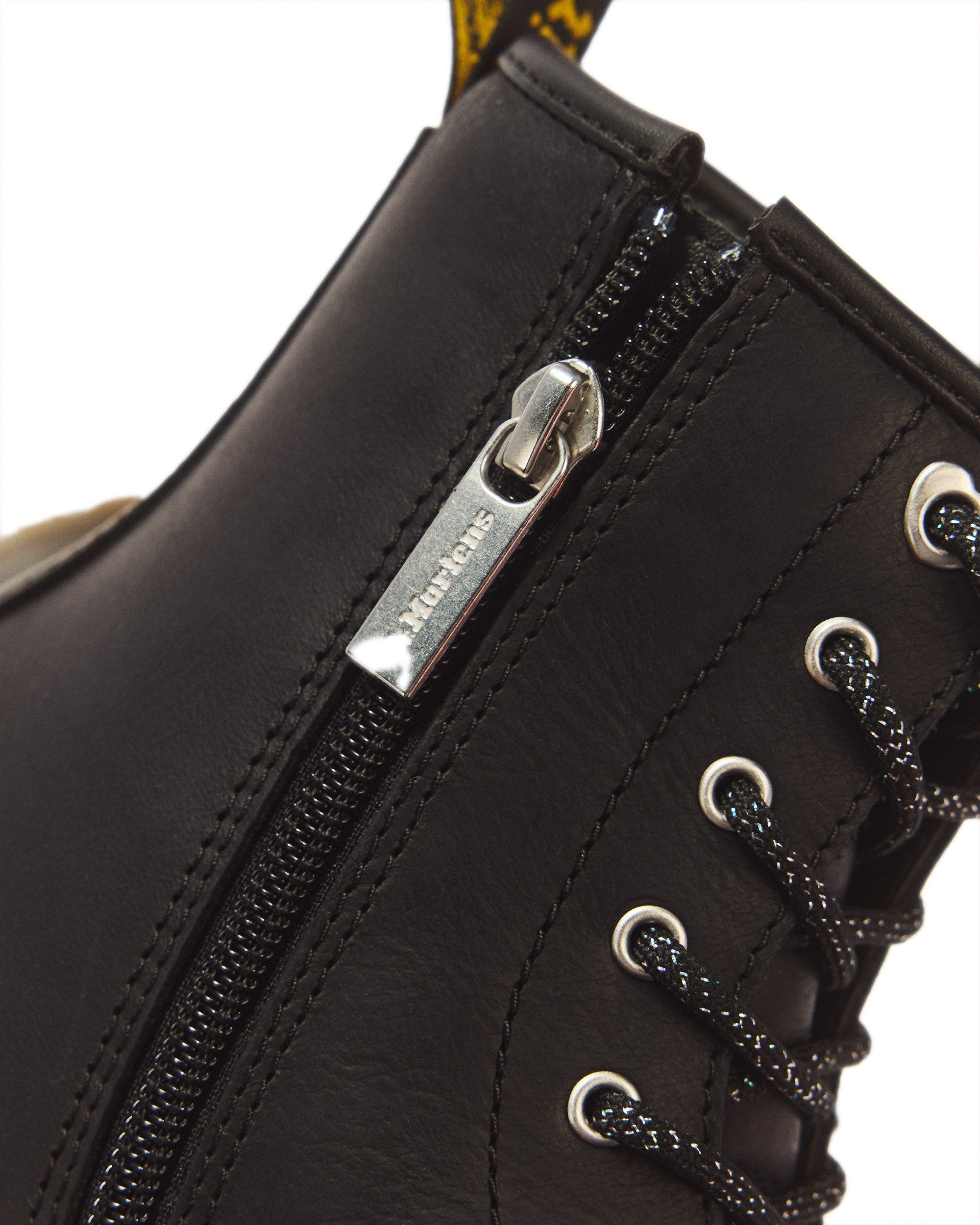 DR. MARTENS 1460 Hs Y Black Wyoming Schnürboots Schnürstiefelette mit logobedruckter Anziehlasche