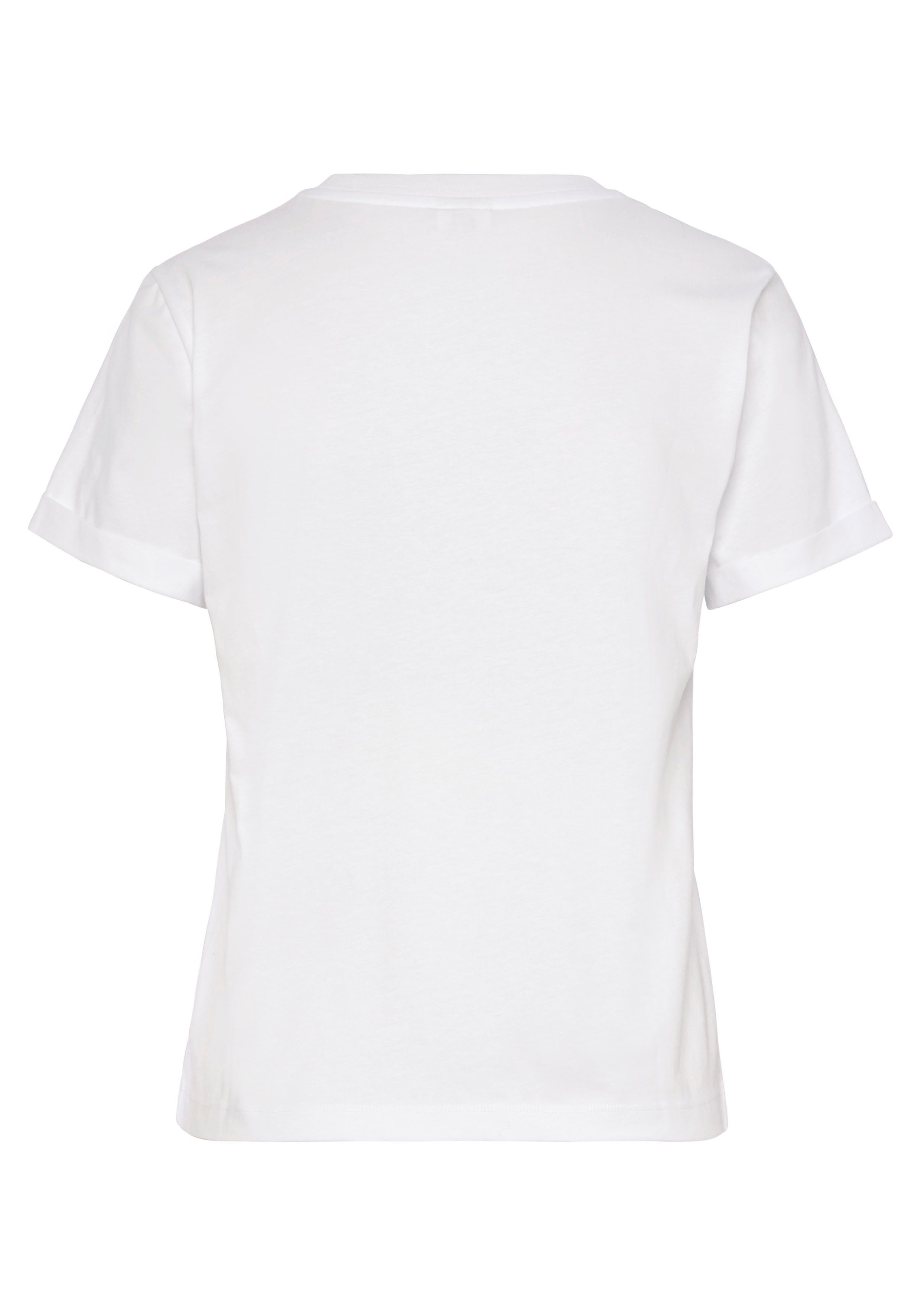 LASCANA T-Shirt mit süßer Herz-Stickerei, Baumwolle Kurzarmshirt weiß aus
