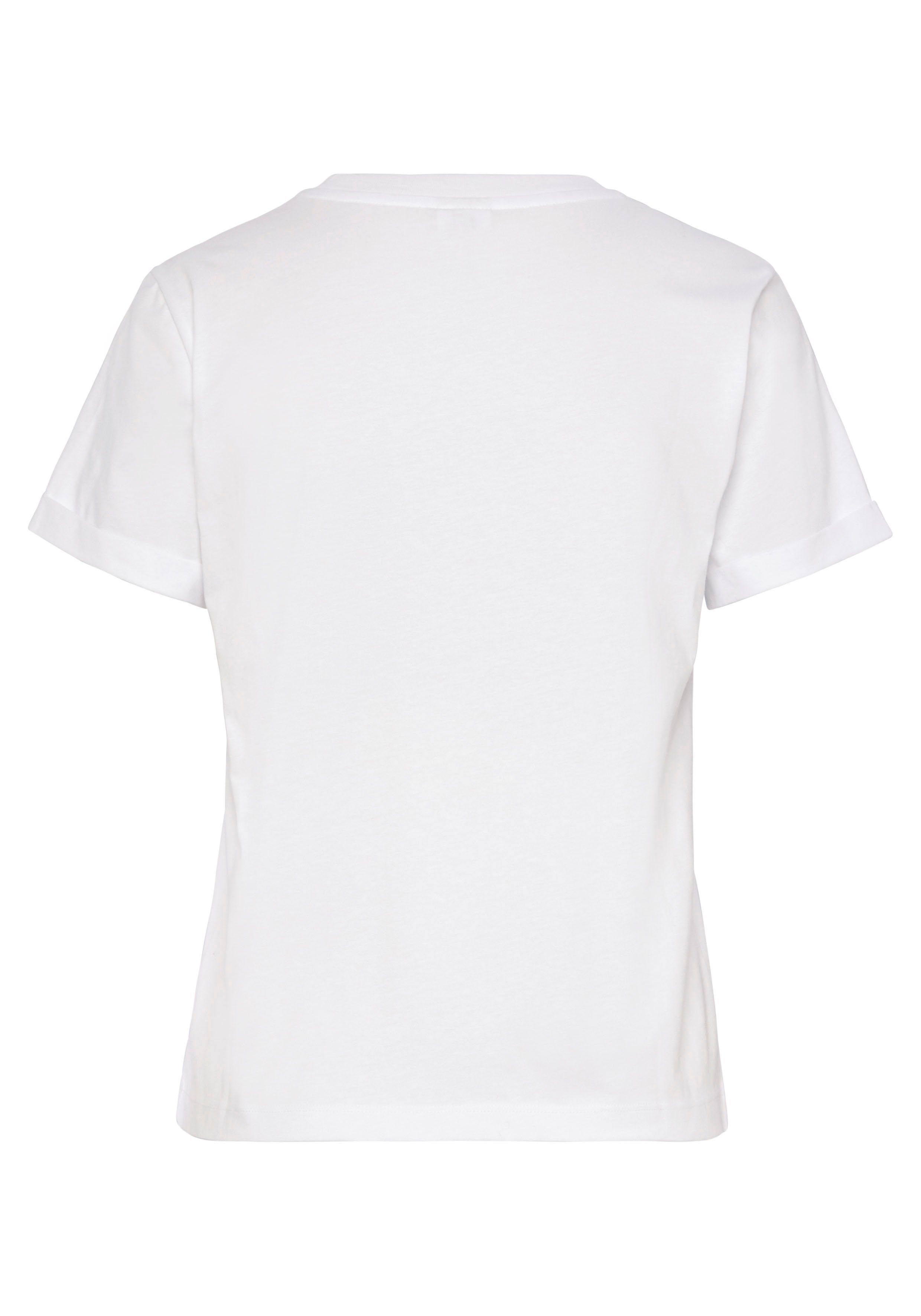 LASCANA T-Shirt mit süßer Herz-Stickerei, Kurzarmshirt aus Baumwolle, Herz-Shirt
