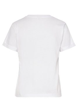 LASCANA T-Shirt mit süßer Herz-Stickerei, Kurzarmshirt aus Baumwolle