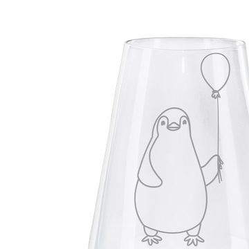 Mr. & Mrs. Panda Weißweinglas Pinguin Luftballon - Transparent - Geschenk, Tagträume, Kind, Weißwei, Premium Glas, Exklusives Design