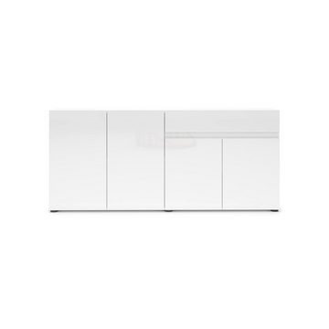 Sideboard Mister, in weiss, Lack Hochglanz - 180x80x38cm (BxHxT)