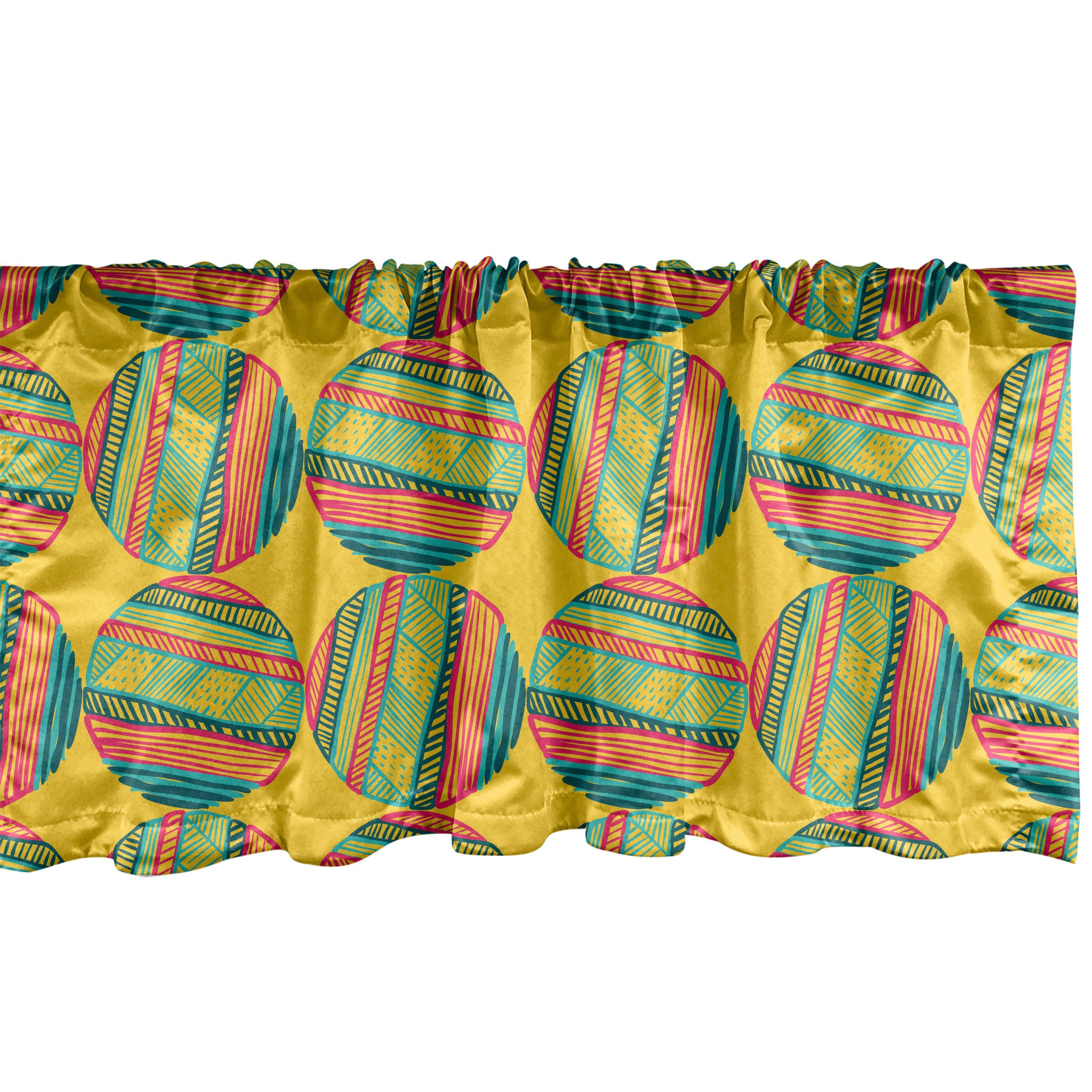 Scheibengardine Vorhang Volant für Küche Schlafzimmer Dekor mit Stangentasche, Abakuhaus, Microfaser, afrikanisch Zusammenfassung Zier-Runde