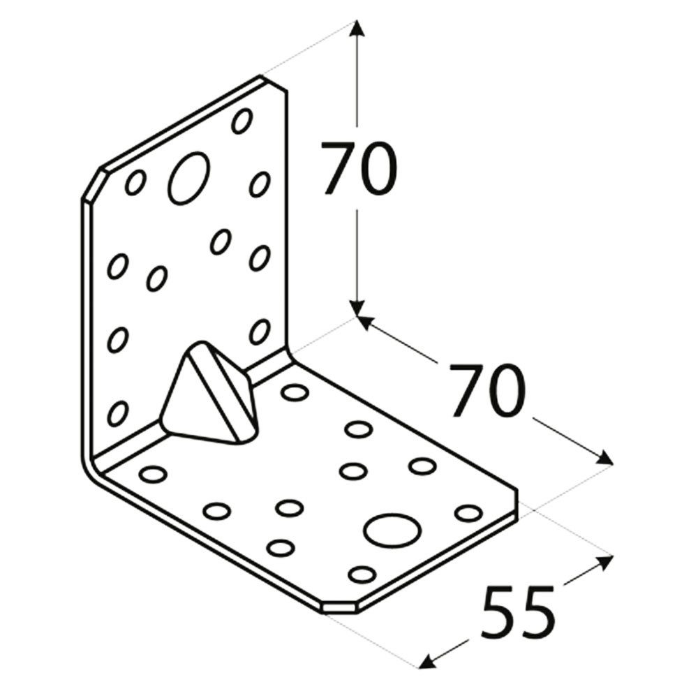 Systafex® Winkelverbinder 50x Schwerlast Winkelverbinder Lochwinkel Winkel 70x70x55mm verzinkt, LxB: 70x55 mm, feuerverzinkt, (50-St)