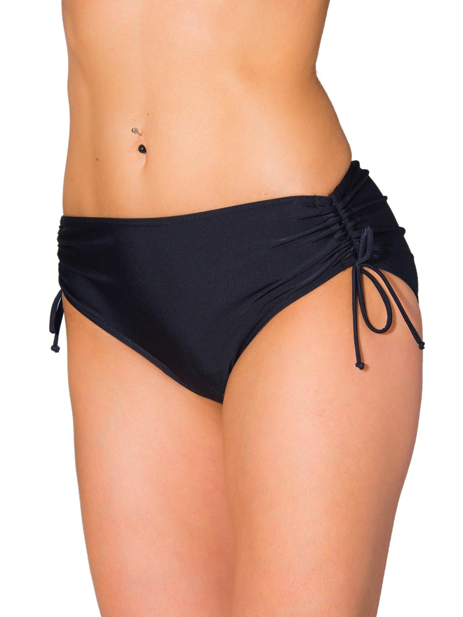 Aquarti Bikini-Hose Aquarti Damen Bikinihose mit Raffung und Schnüren Schwarz