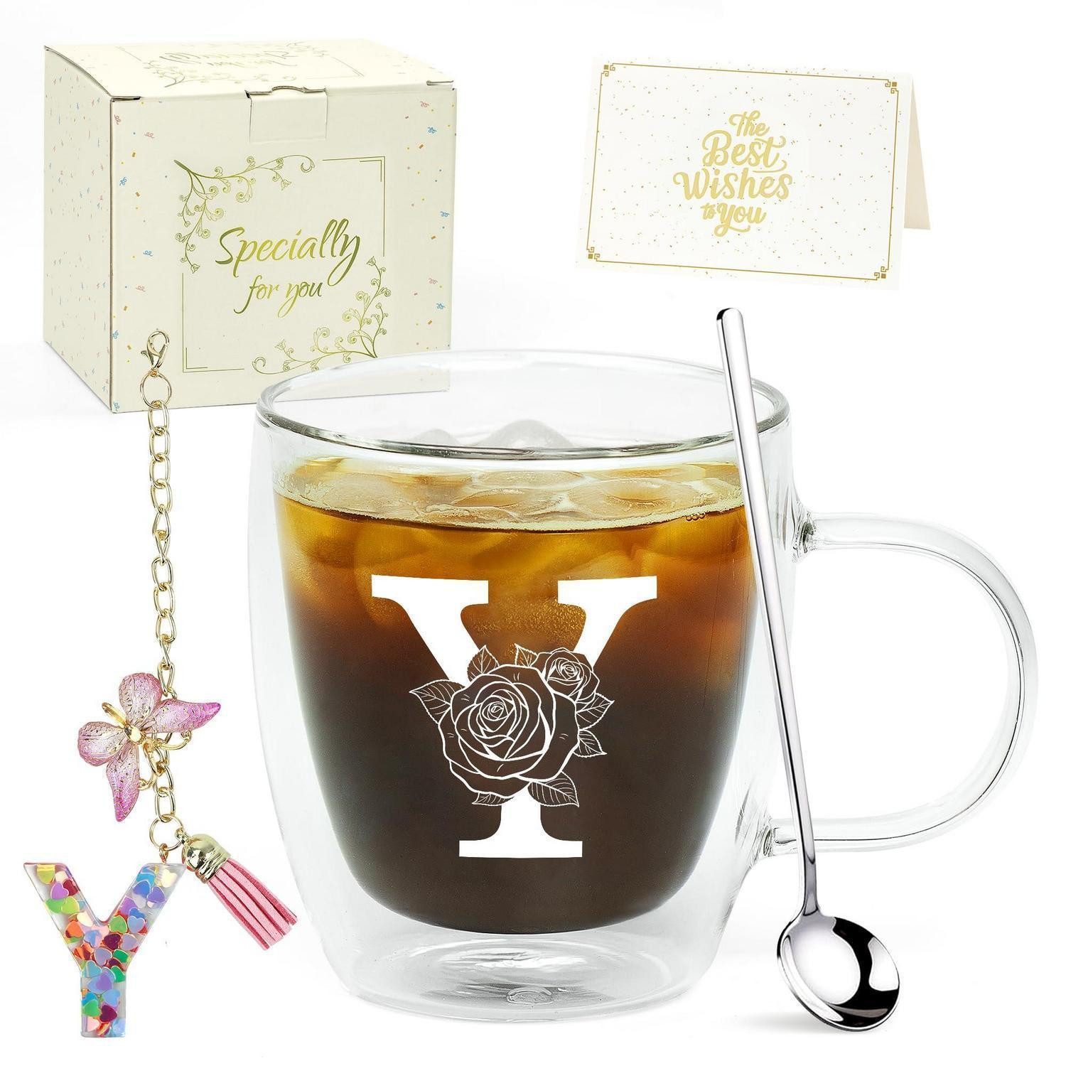 LuxusKollektion Latte-Macchiato-Glas Latte Macchiato Glas mit Initialen A-Z, Glas