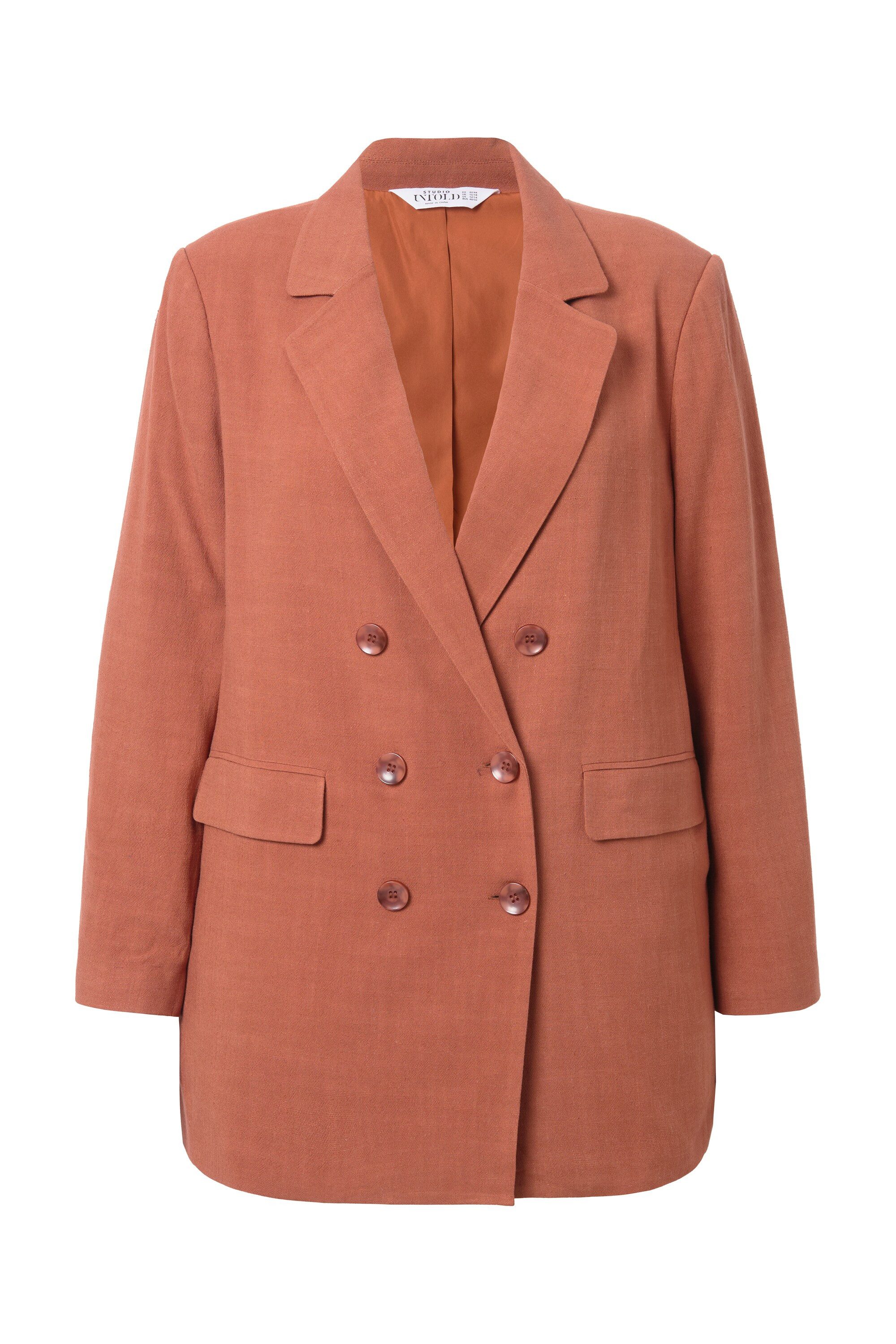 Studio Untold Blusenblazer Leinenmix-Blazer Loose Fit Doppelreiher günstig online kaufen