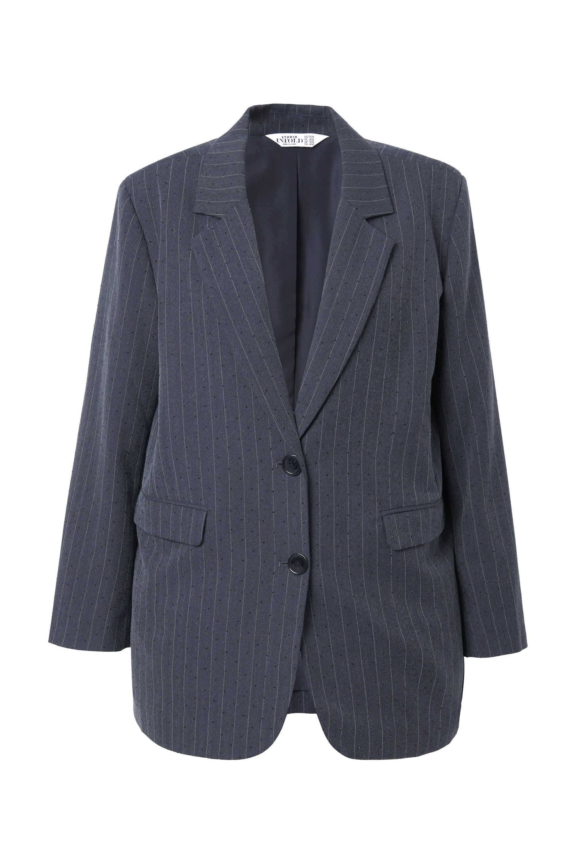 Studio Untold Blusenblazer Blazer oversized Nadelstreifen Glitzersteinchen
