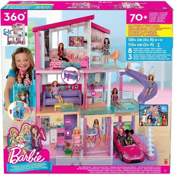 Barbie Puppenhaus Dream House, 3-stöckiges Puppenhaus mit 8 Zimmern, Barbie-Pool, (Dreamhouse, Puppen Haus, Puppenhäuser, Set, mit Rutsche, 70-tlg., ab 3 jahren, Puppenvilla Dollhouse, Film, Beleuchtung), Puppenhaus Barbie xxl groß, The Movie, Barbiehaus, Puppenstube Puppen