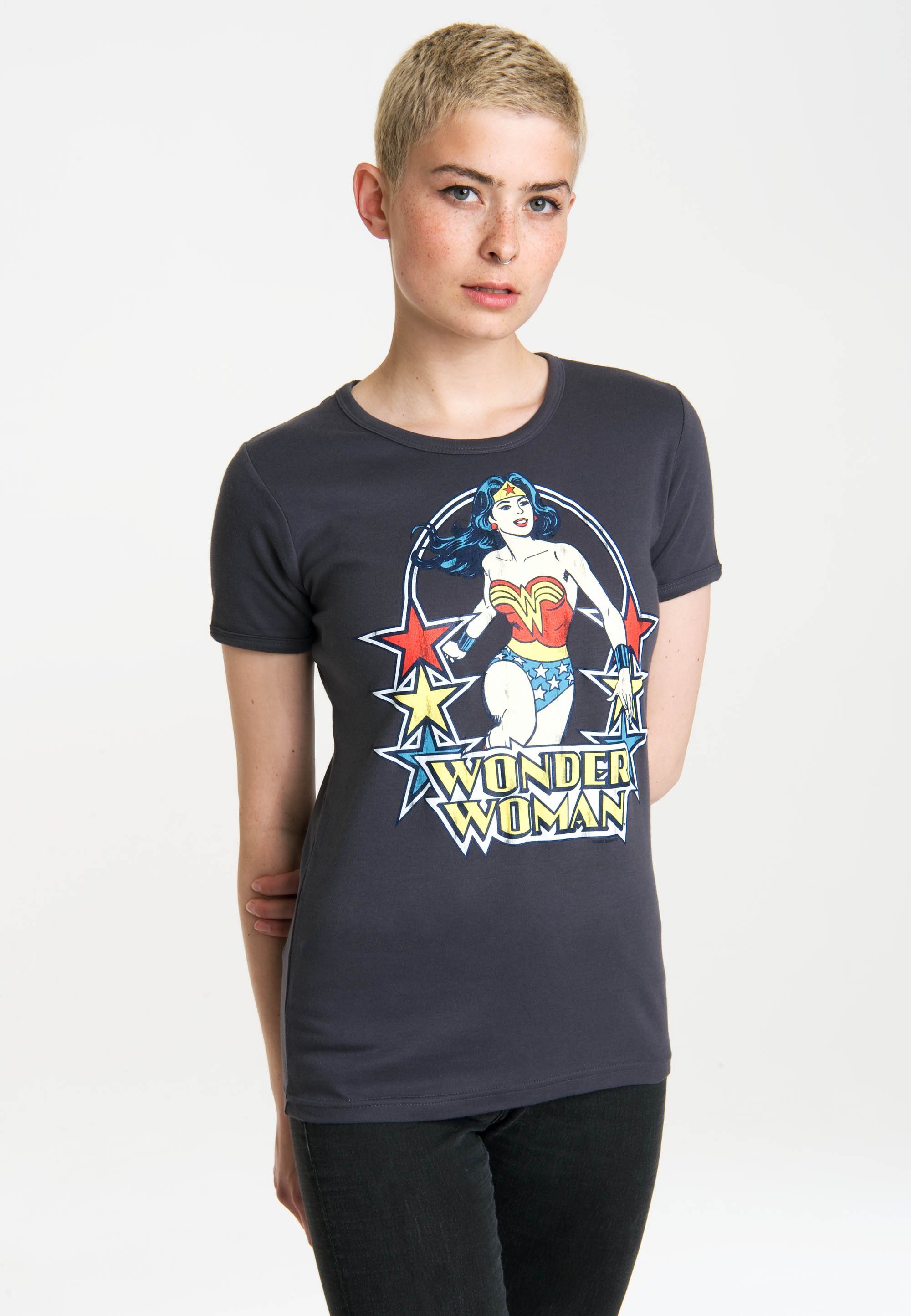 Woman Originaldesign T-Shirt lizenziertem Stars Wonder blau-grau mit – LOGOSHIRT