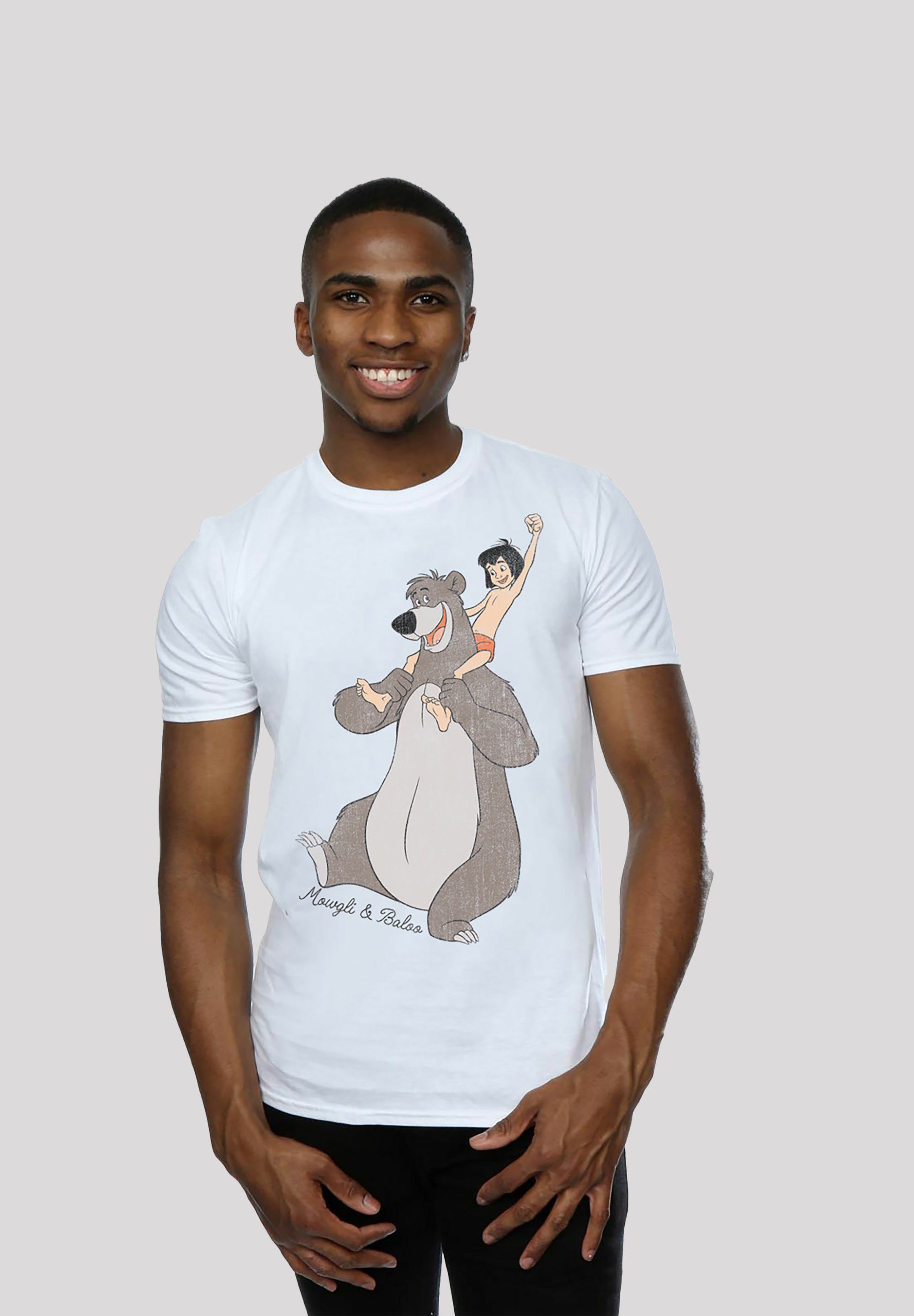 T-Shirt Baumwollstoff weicher hohem Dschungelbuch und Sehr mit Mogli Merch Disney ,Regular-Fit,Basic,Bedruckt, Balu Tragekomfort F4NT4STIC Herren,Premium